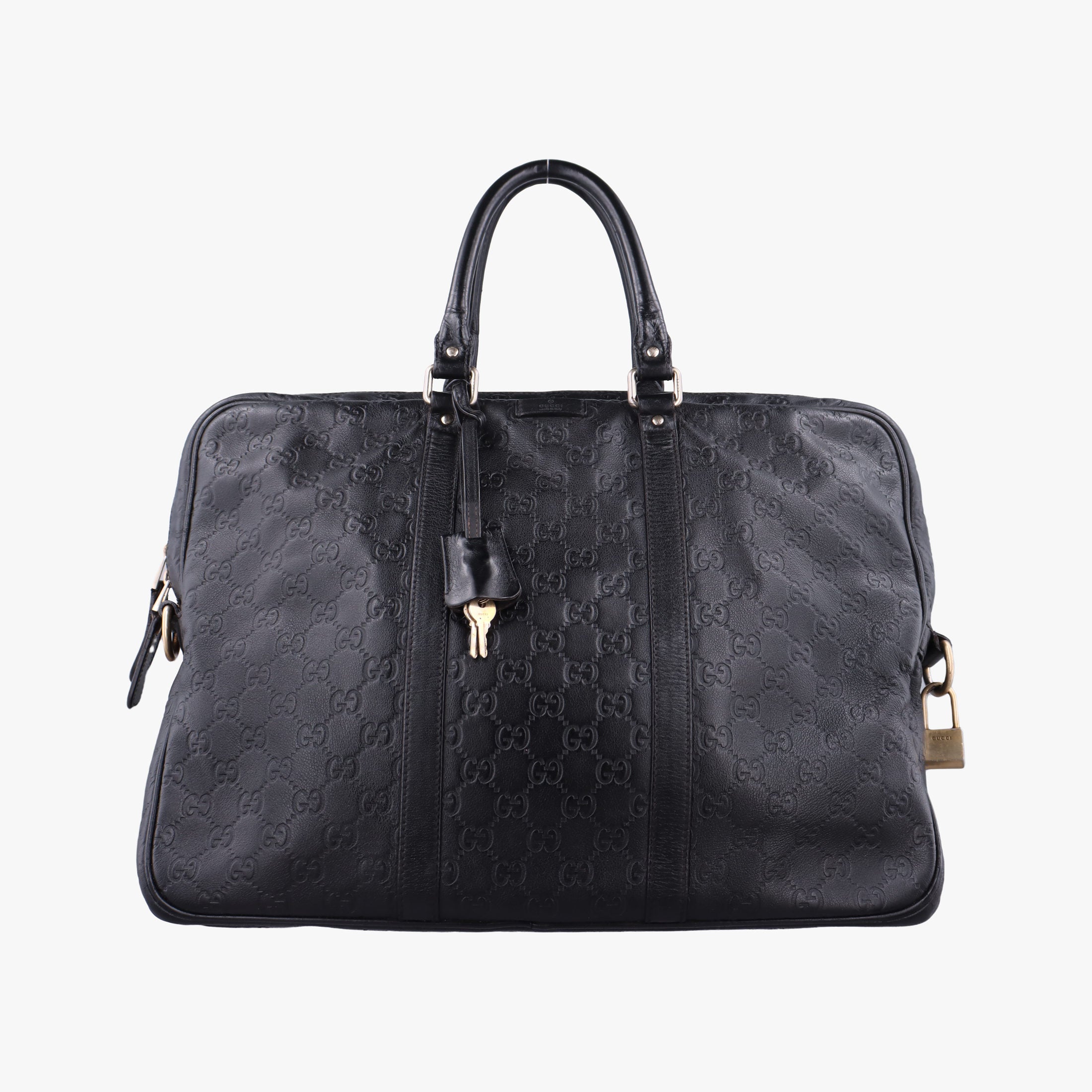 Secondhand Gucci Guccissima briefcase Black Leather 208463 handbag | stylenewstar
