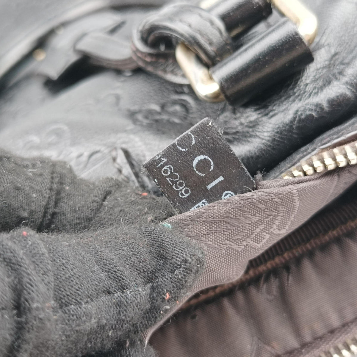 Secondhand Gucci Guccissima briefcase Black Leather 208463 handbag | stylenewstar