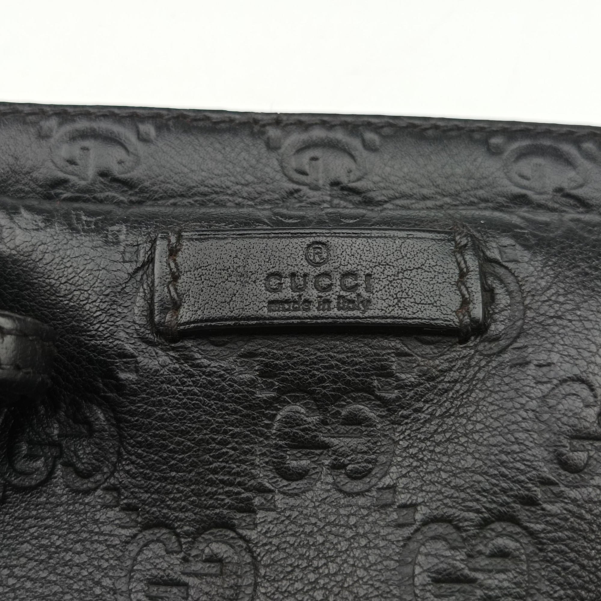 Secondhand Gucci Guccissima briefcase Black Leather 208463 handbag | stylenewstar