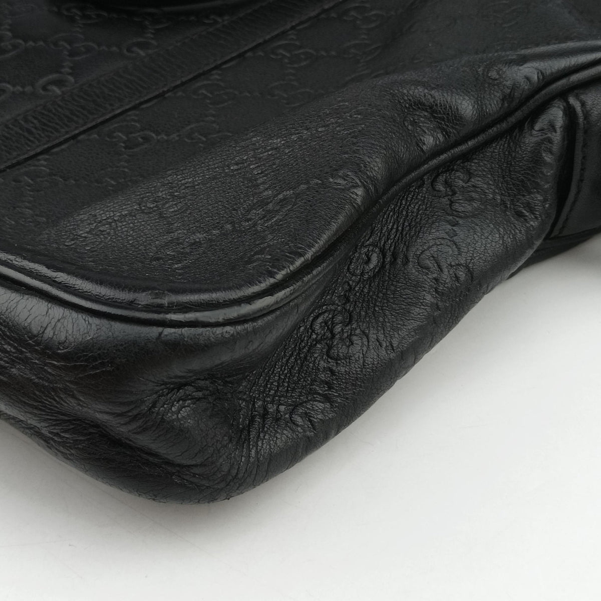 Secondhand Gucci Guccissima briefcase Black Leather 208463 handbag | stylenewstar