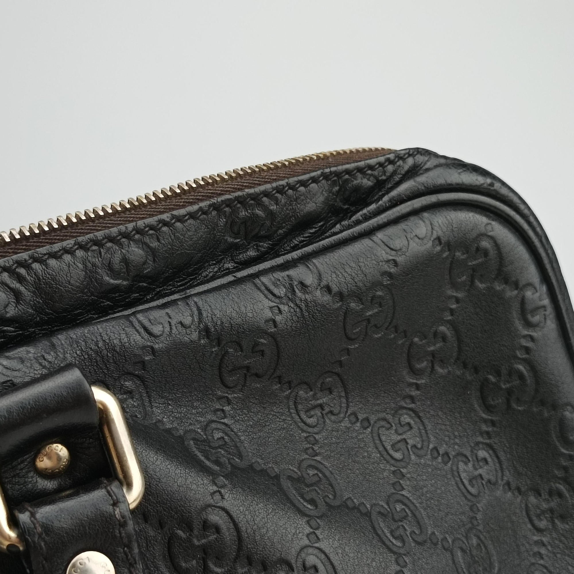 Secondhand Gucci Guccissima briefcase Black Leather 208463 handbag | stylenewstar