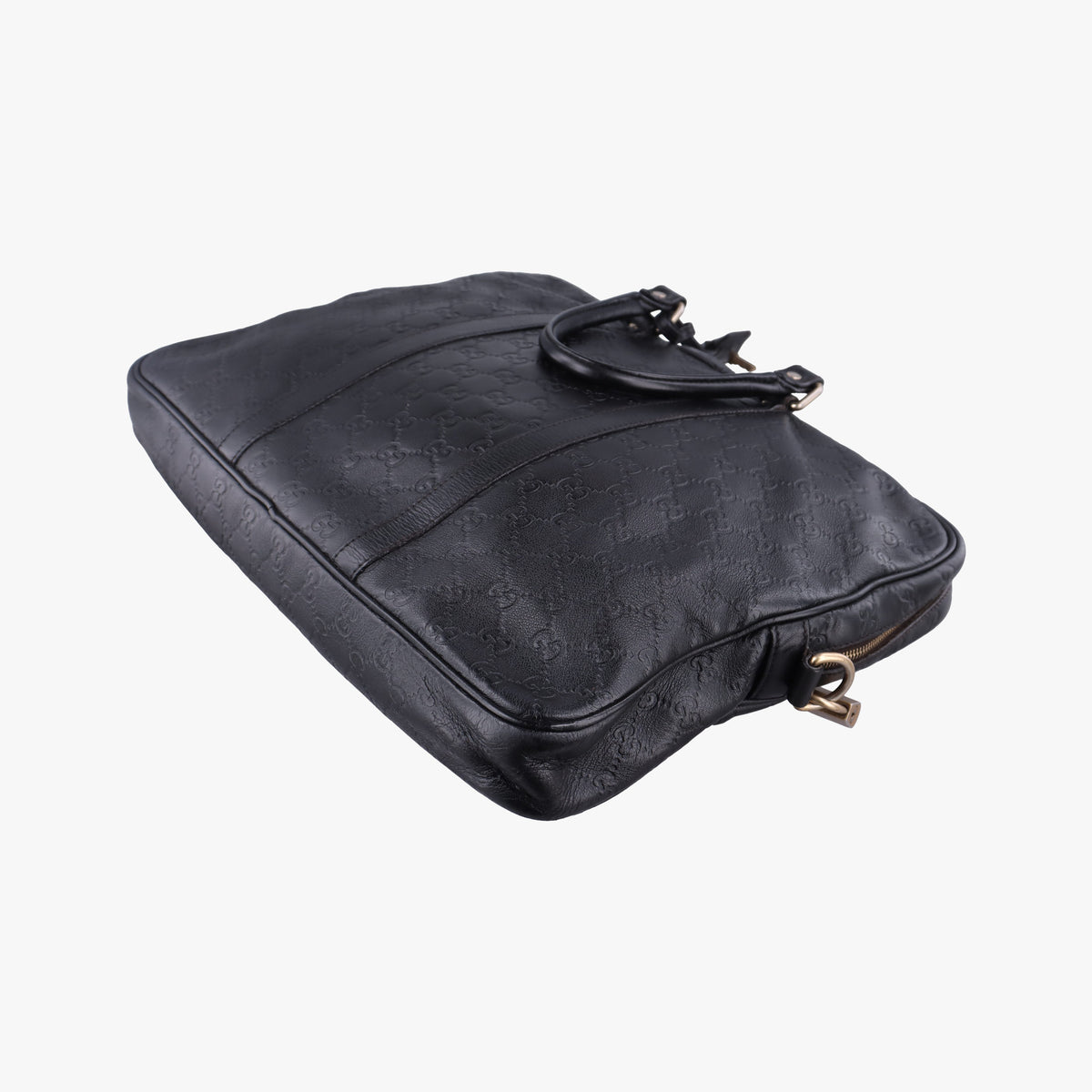 Secondhand Gucci Guccissima briefcase Black Leather 208463 handbag | stylenewstar