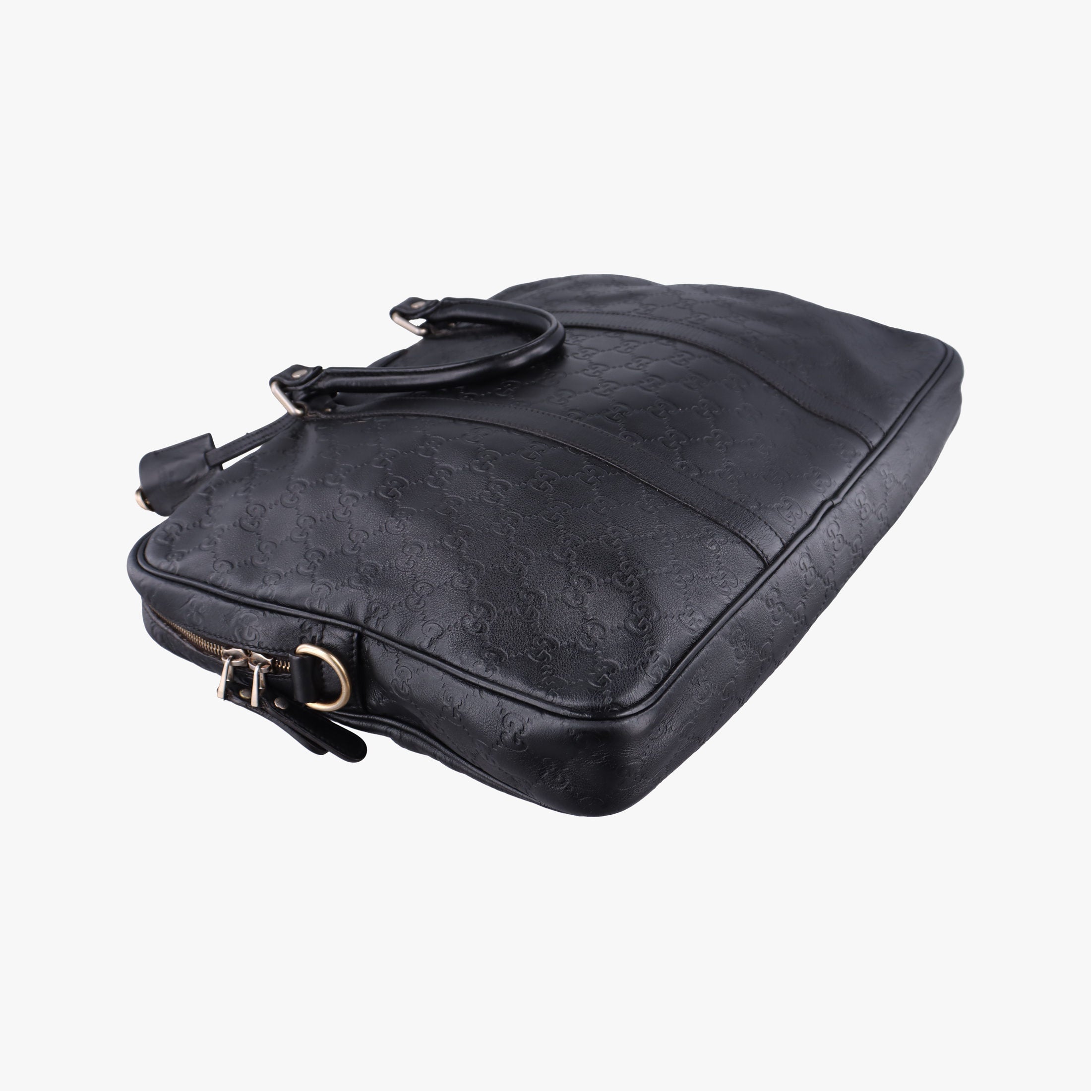 Secondhand Gucci Guccissima briefcase Black Leather 208463 handbag | stylenewstar