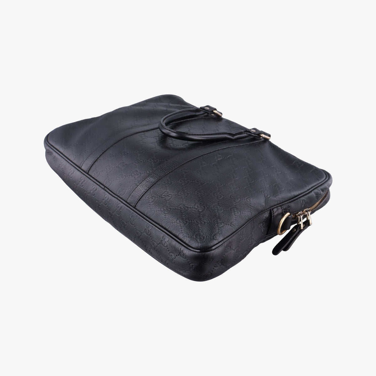 Secondhand Gucci Guccissima briefcase Black Leather 208463 handbag | stylenewstar