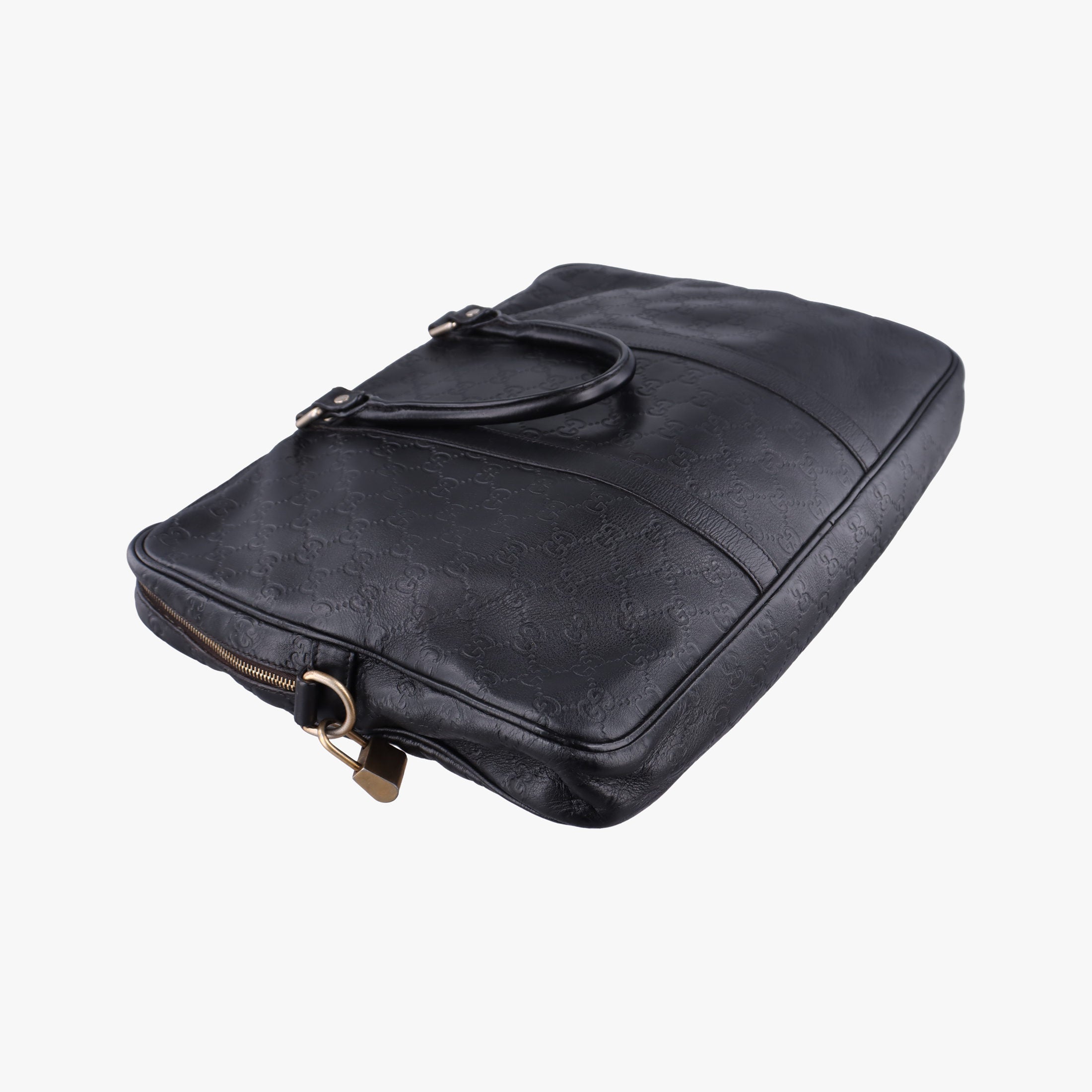 Secondhand Gucci Guccissima briefcase Black Leather 208463 handbag | stylenewstar