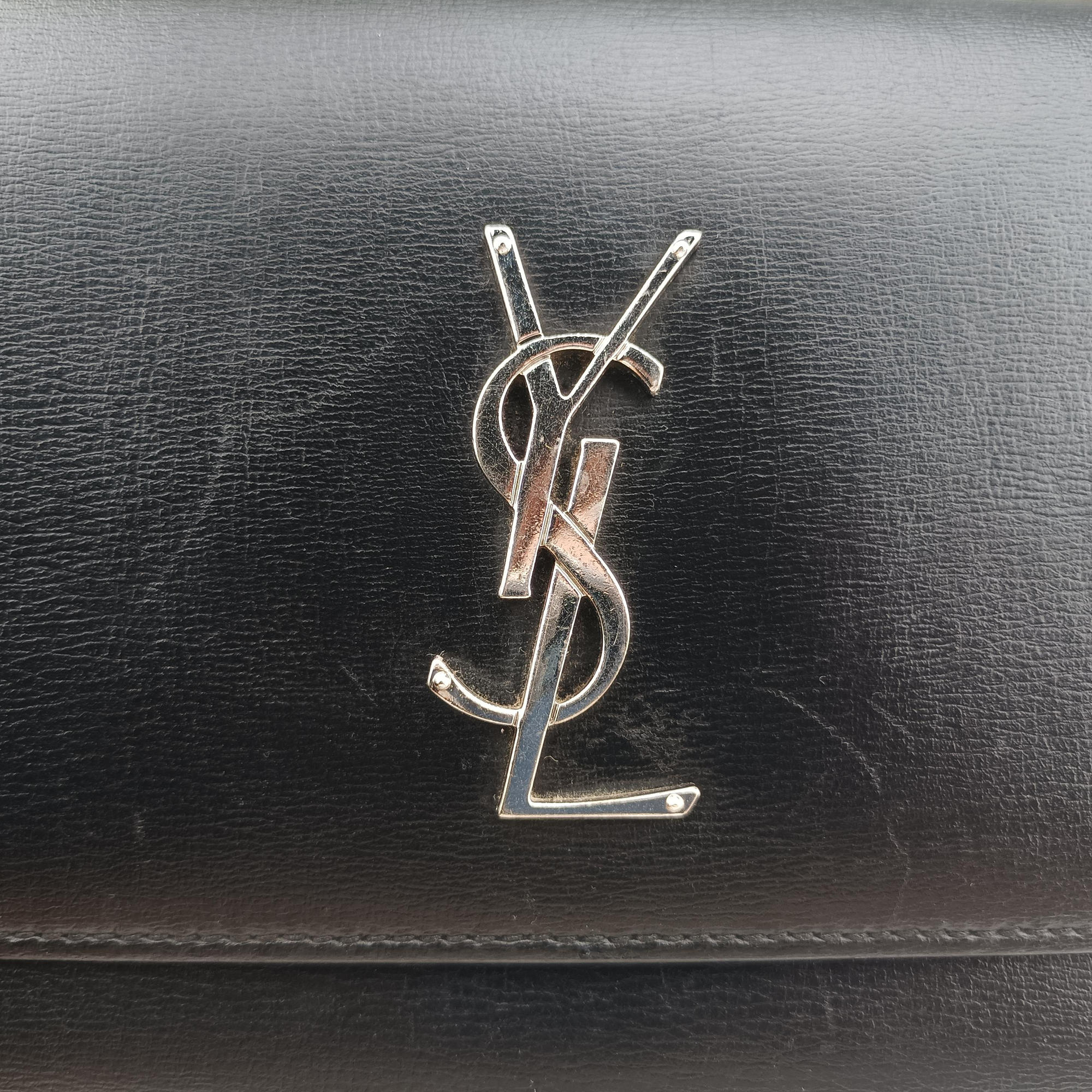 Pre-owned Yves Saint Laurent SUNSET Black Leather 442906 shoulderbag | stylenewstar