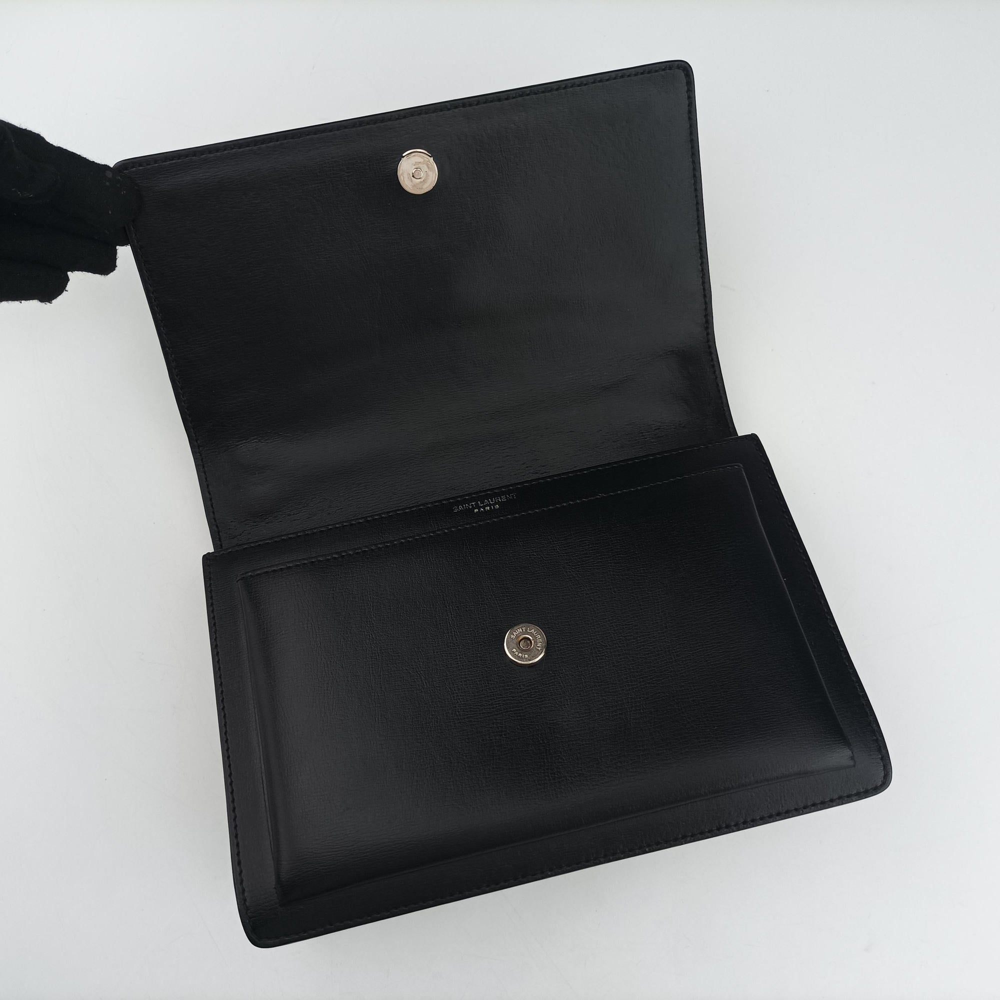 Pre-owned Yves Saint Laurent SUNSET Black Leather 442906 shoulderbag | stylenewstar