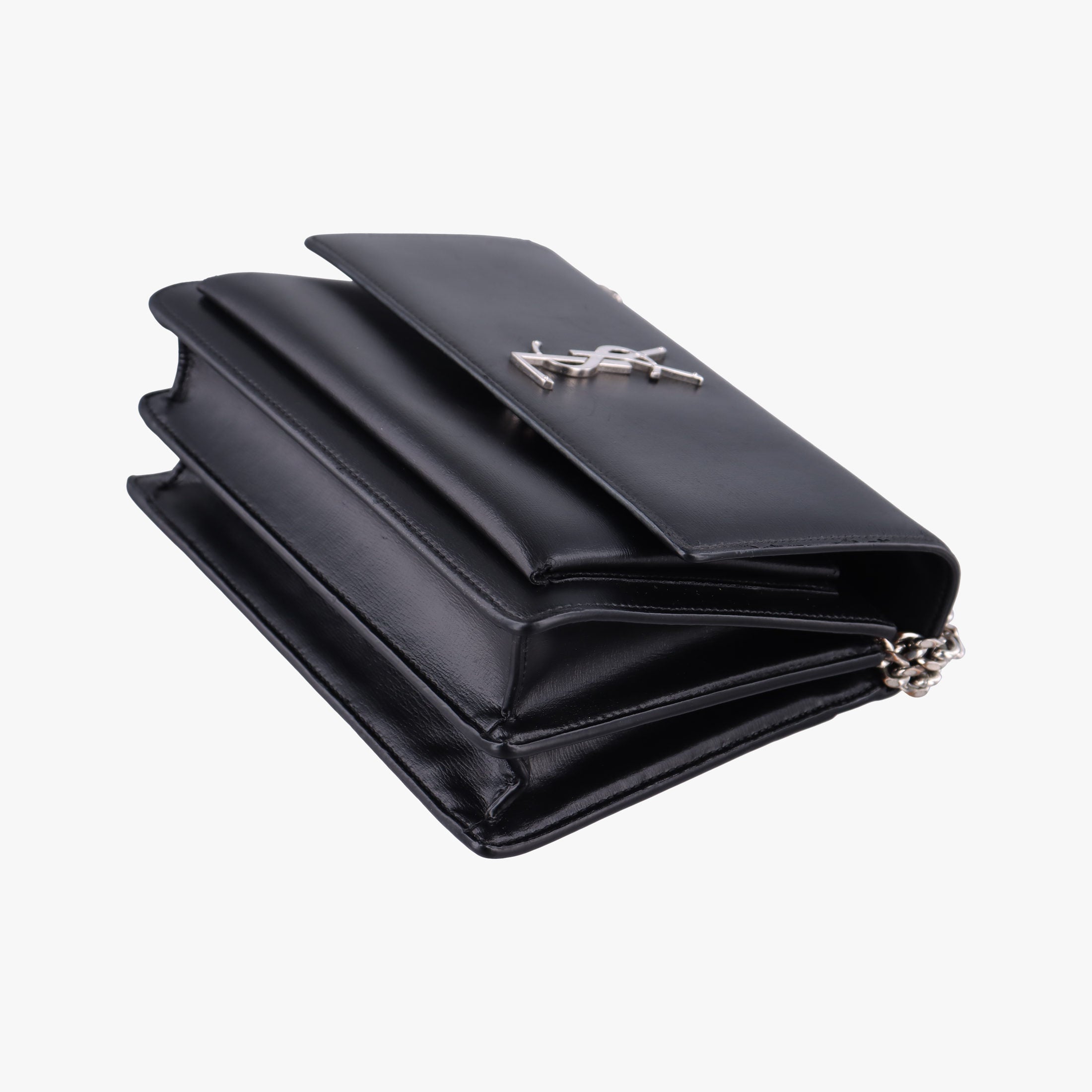 Pre-owned Yves Saint Laurent SUNSET Black Leather 442906 shoulderbag | stylenewstar