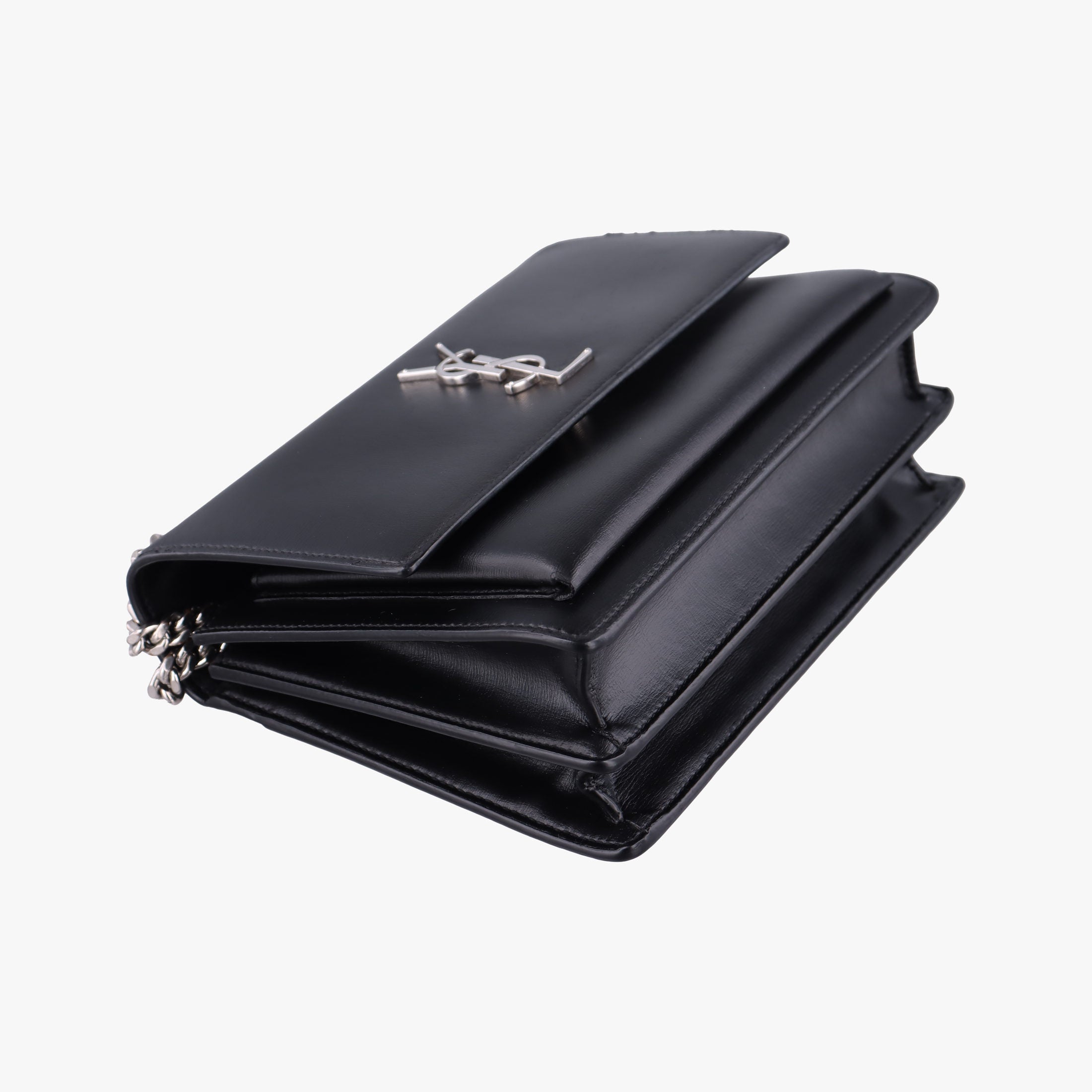 Pre-owned Yves Saint Laurent SUNSET Black Leather 442906 shoulderbag | stylenewstar