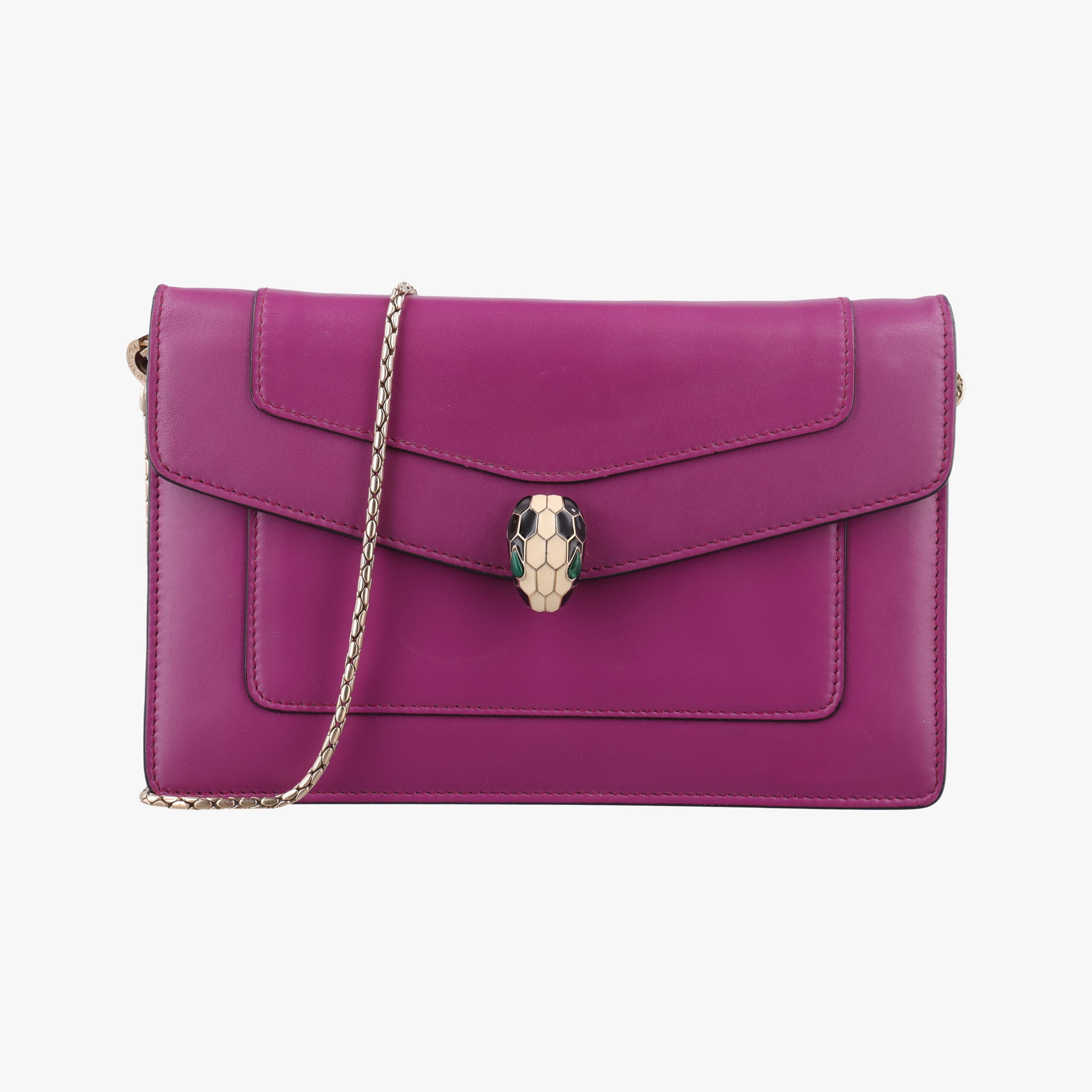 Pre-owned Bvlgari SERPENTI FOREVER Purple Leather  shoulderbag | stylenewstar