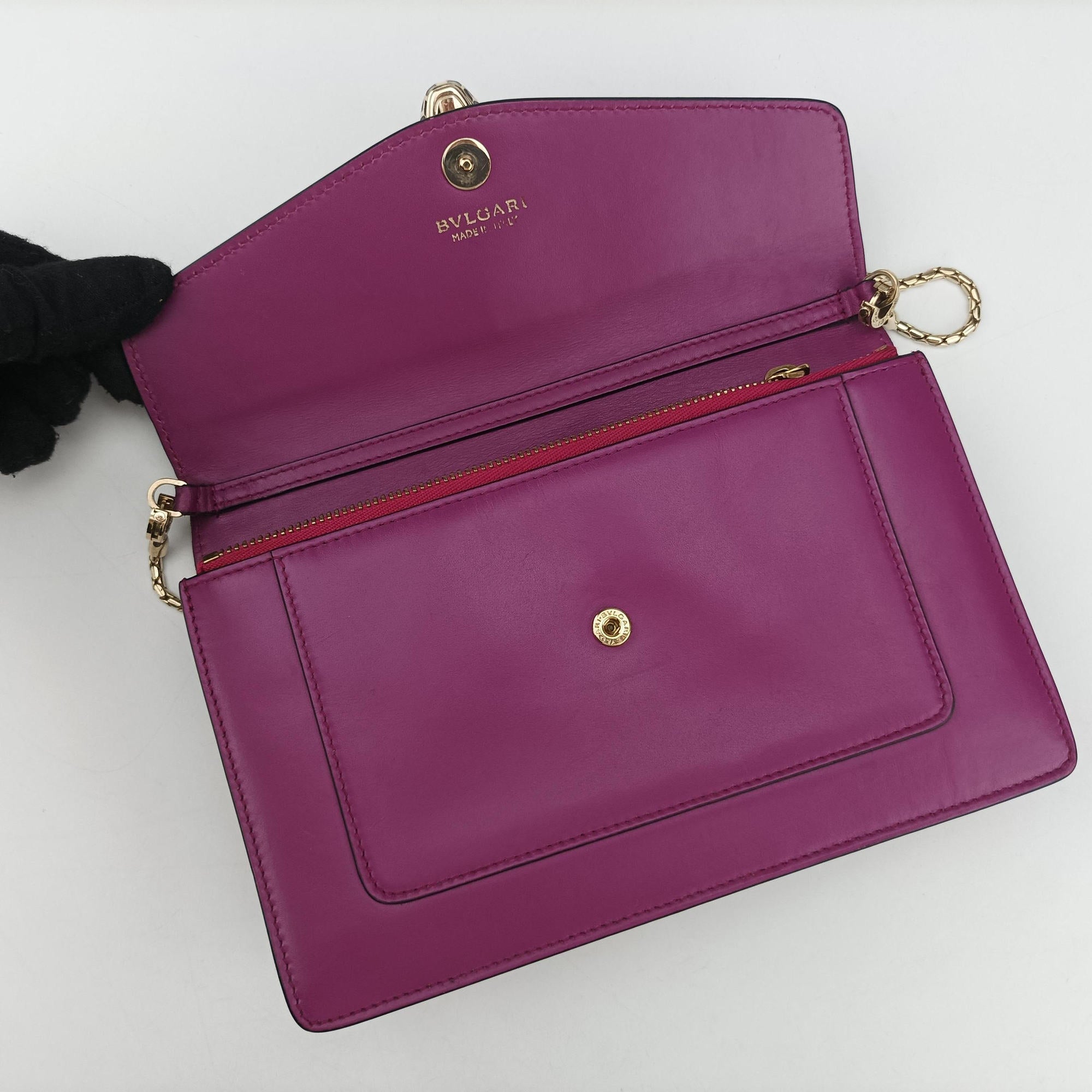 Pre-owned Bvlgari SERPENTI FOREVER Purple Leather  shoulderbag | stylenewstar