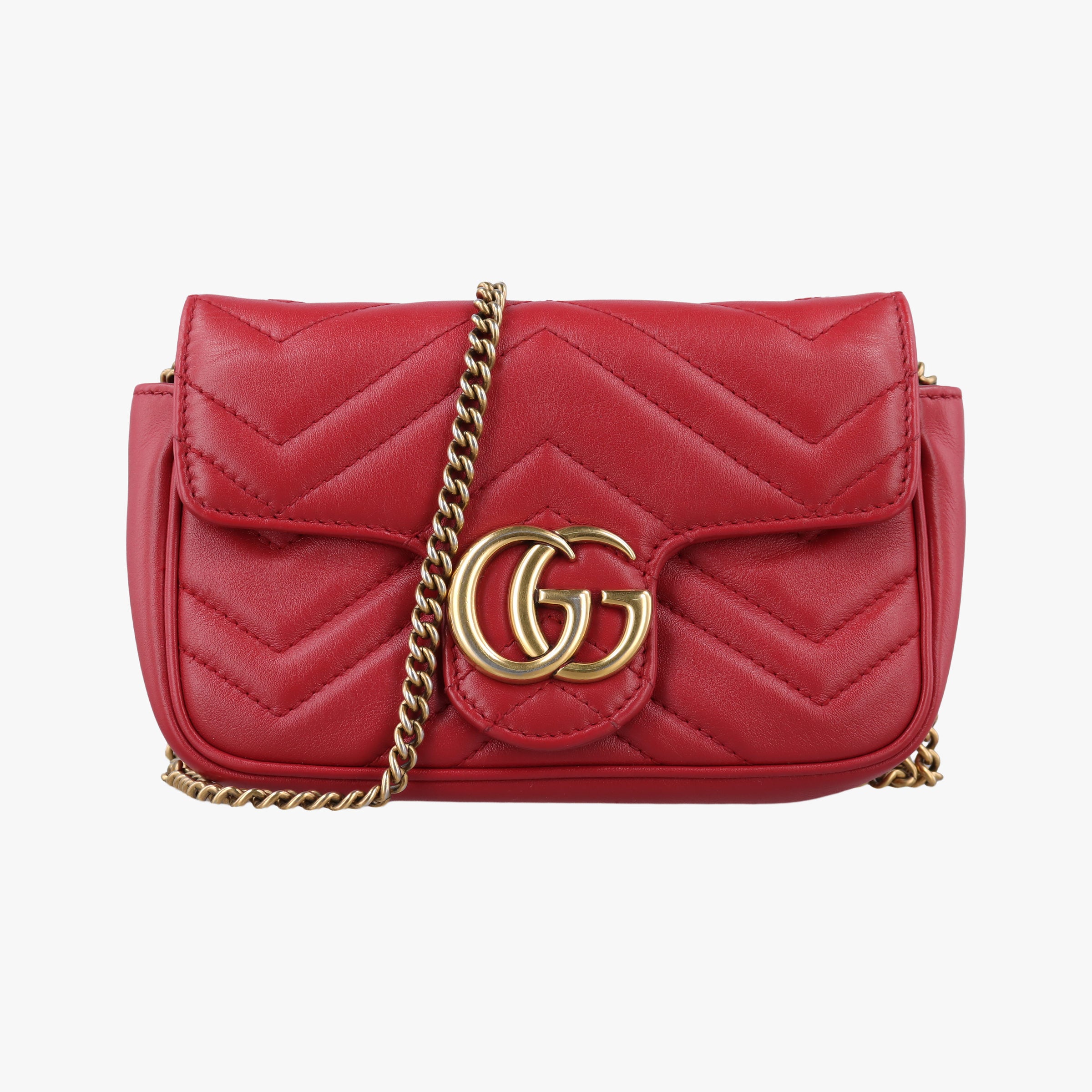 Secondhand Gucci GG Marmont Red Leather 476433 shoulderbag | stylenewstar