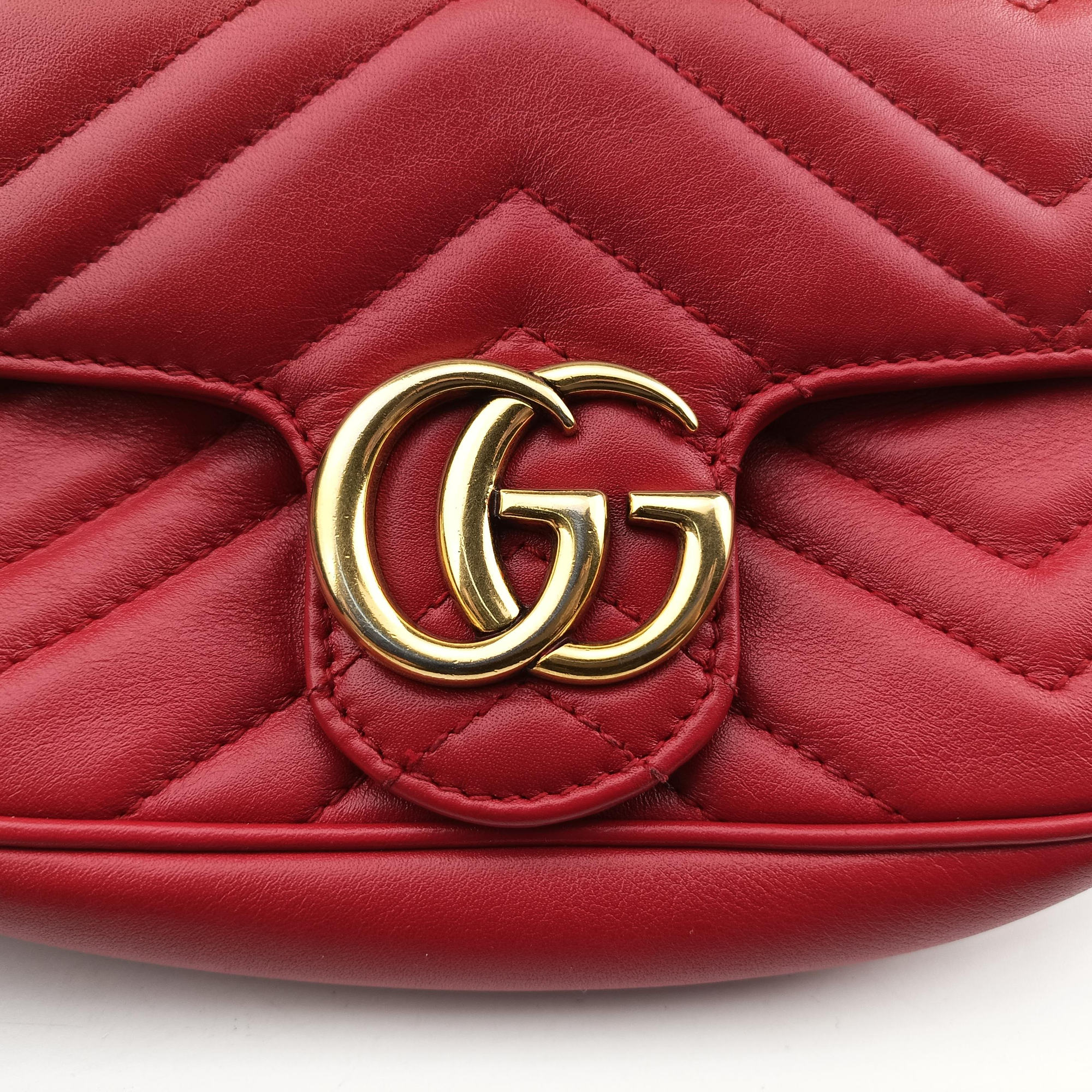 Secondhand Gucci GG Marmont Red Leather 476433 shoulderbag | stylenewstar