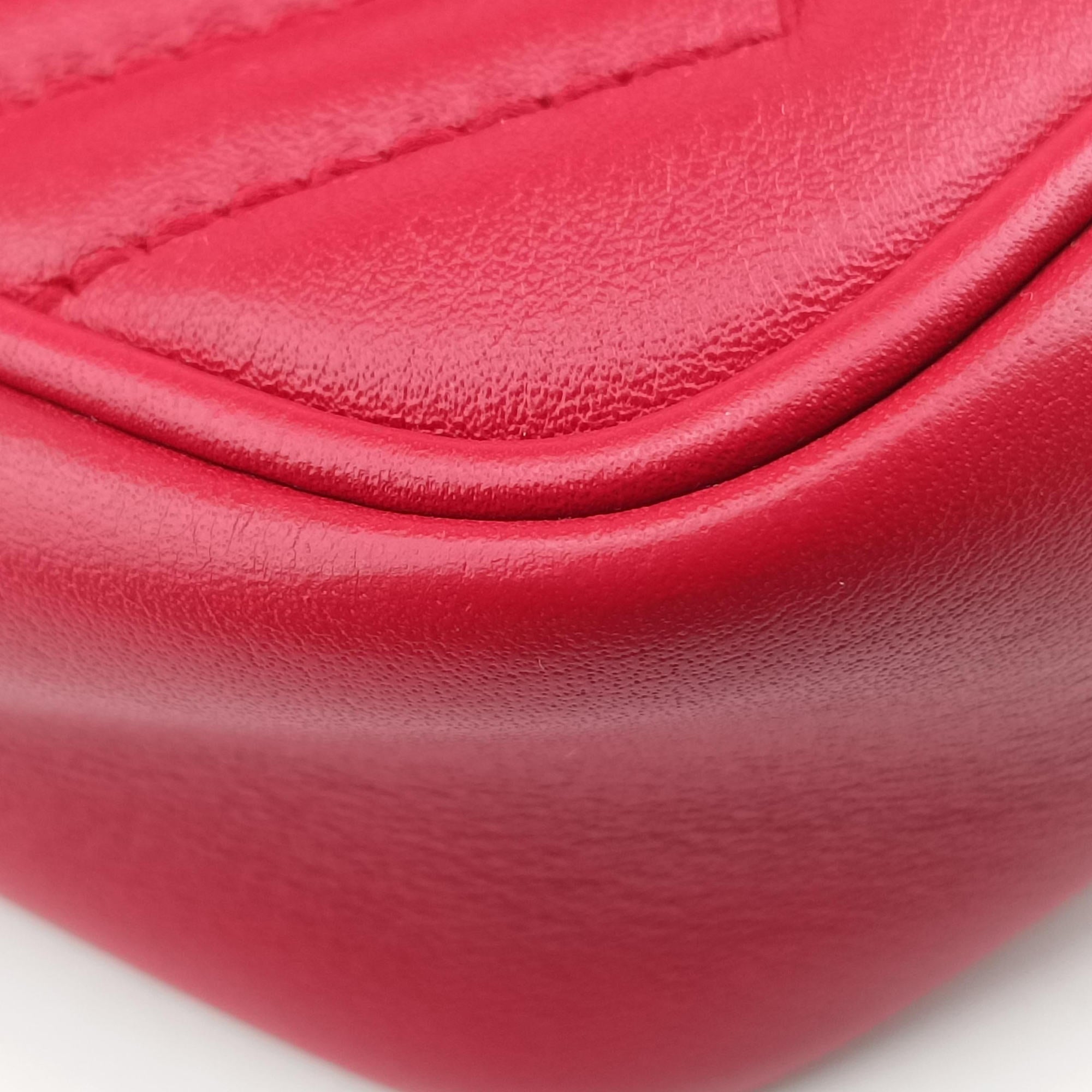 Secondhand Gucci GG Marmont Red Leather 476433 shoulderbag | stylenewstar