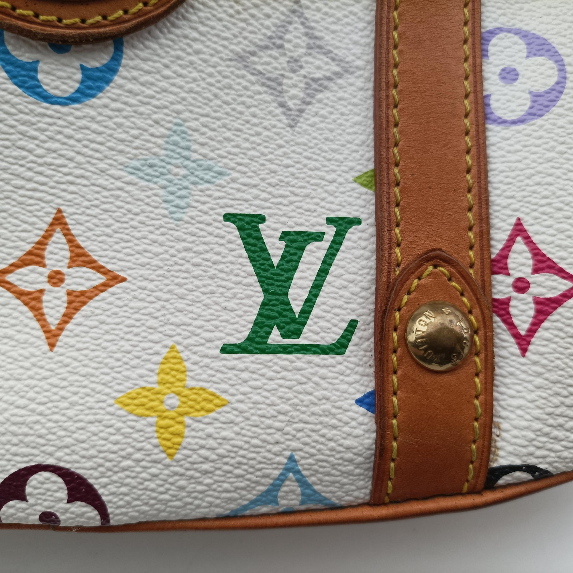 Vintage Louis Vuitton Teda PM white Monogram Multicolor M92348 handbag | stylenewstar