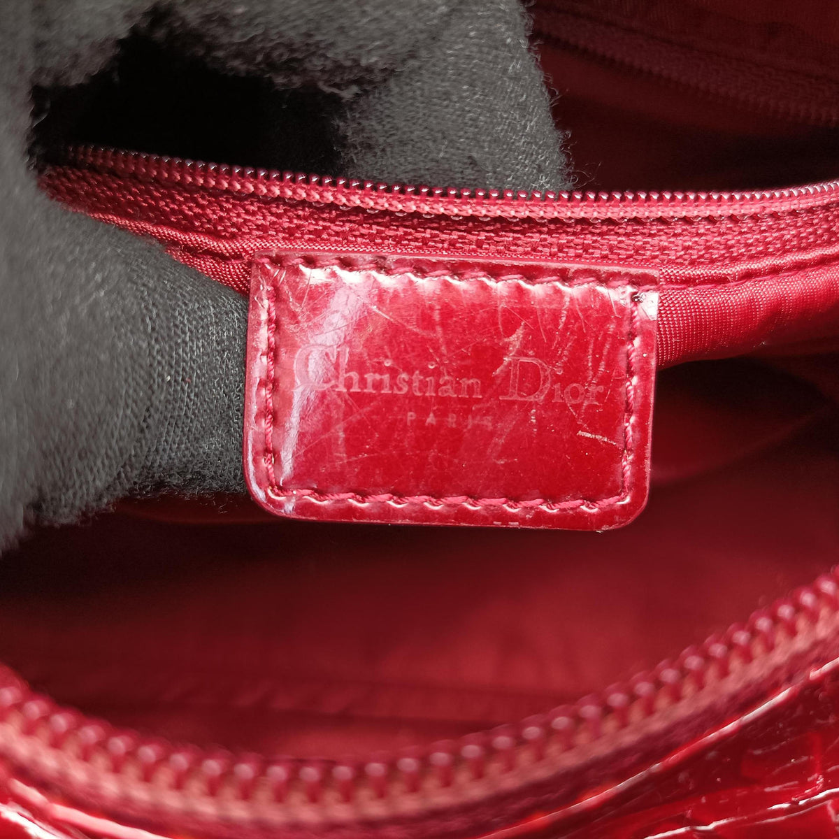 Pre-owned Christian Dior Lady Dior Red Patent  shoulderbag | stylenewstar