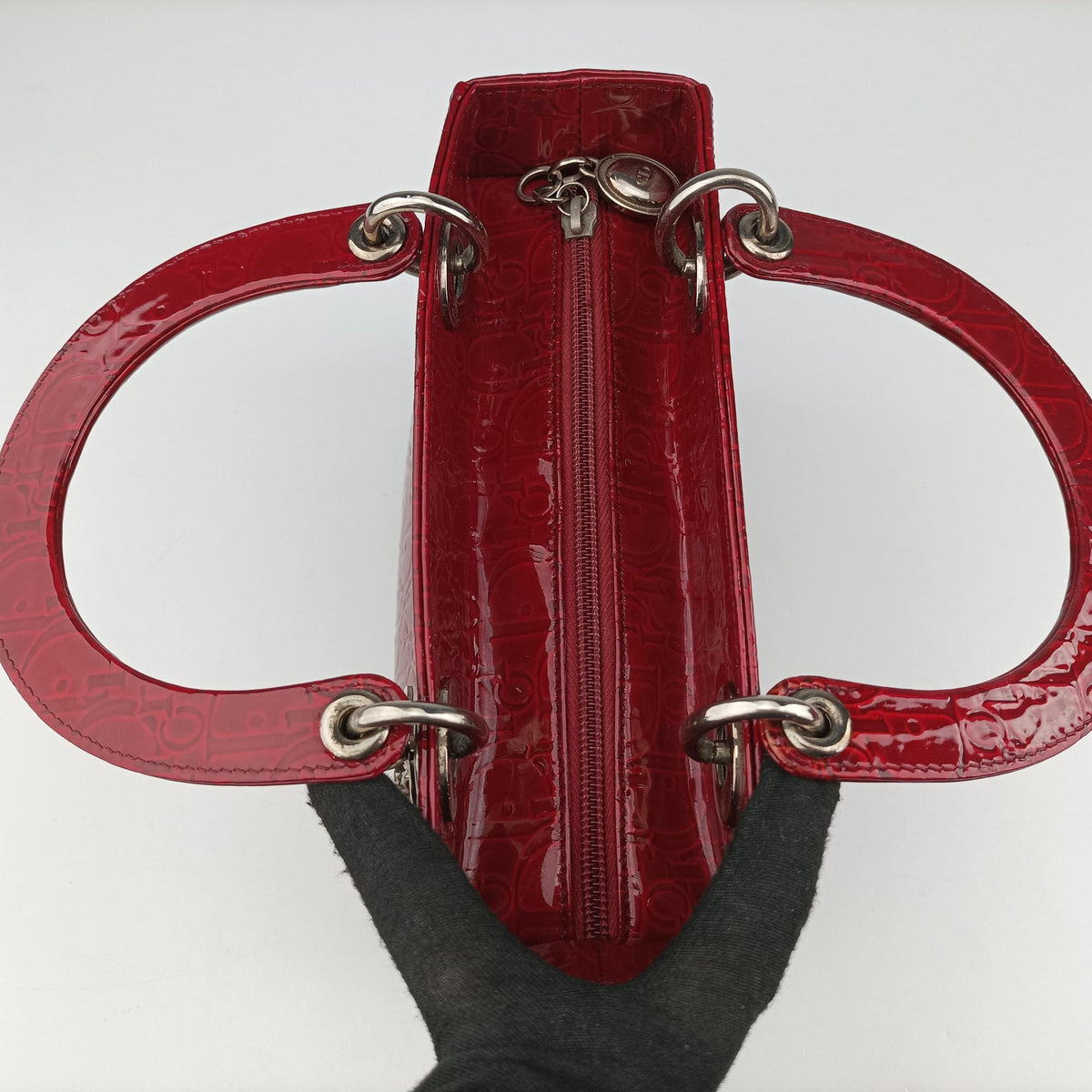Pre-owned Christian Dior Lady Dior Red Patent  shoulderbag | stylenewstar