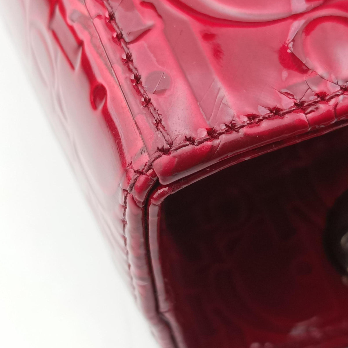 Pre-owned Christian Dior Lady Dior Red Patent  shoulderbag | stylenewstar