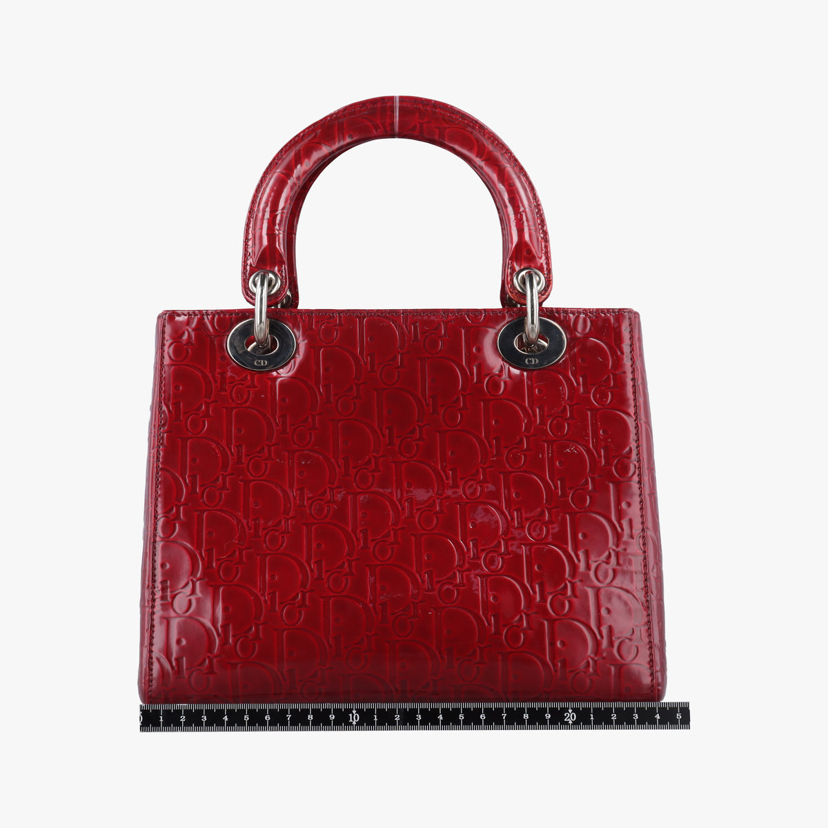Pre-owned Christian Dior Lady Dior Red Patent  shoulderbag | stylenewstar