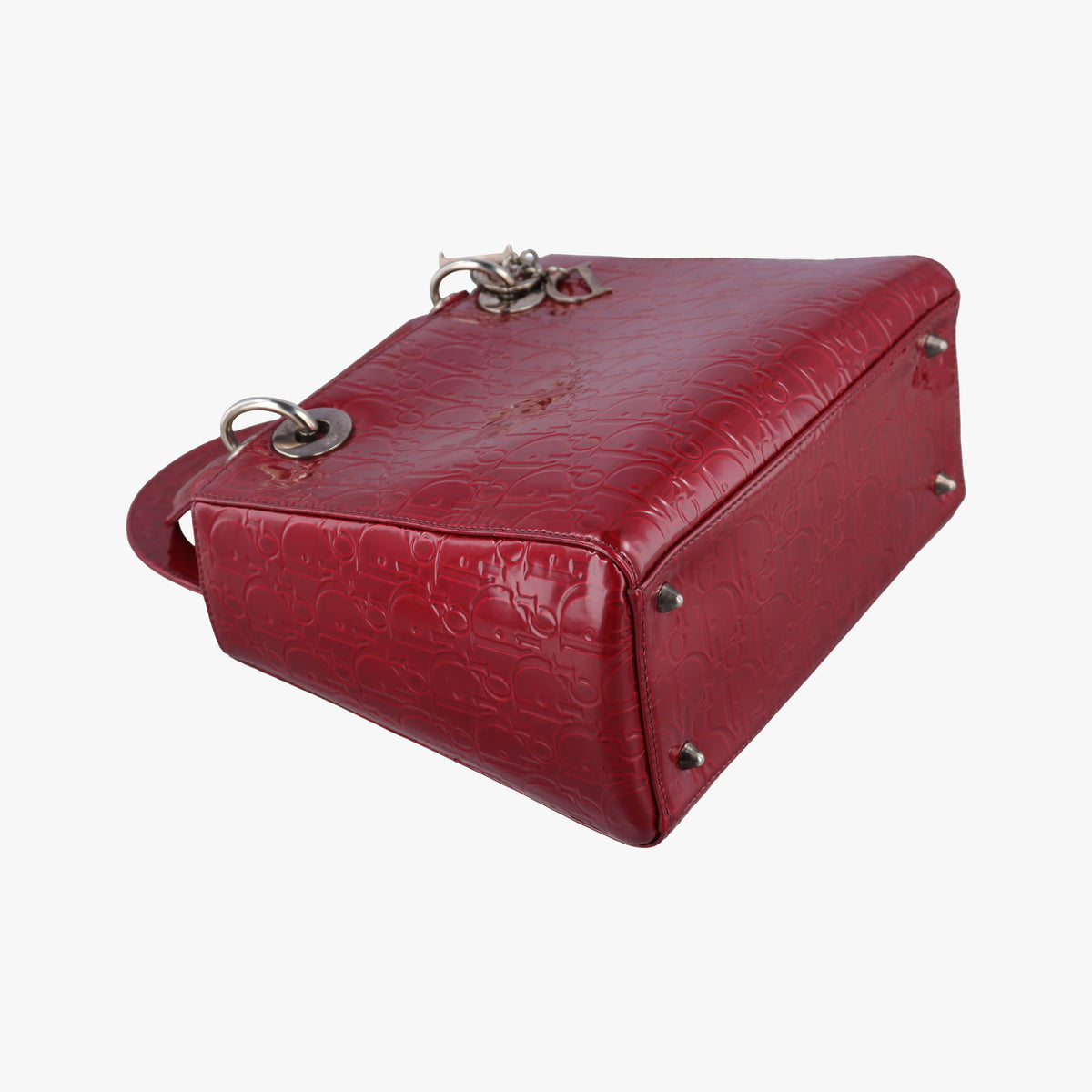 Pre-owned Christian Dior Lady Dior Red Patent  shoulderbag | stylenewstar