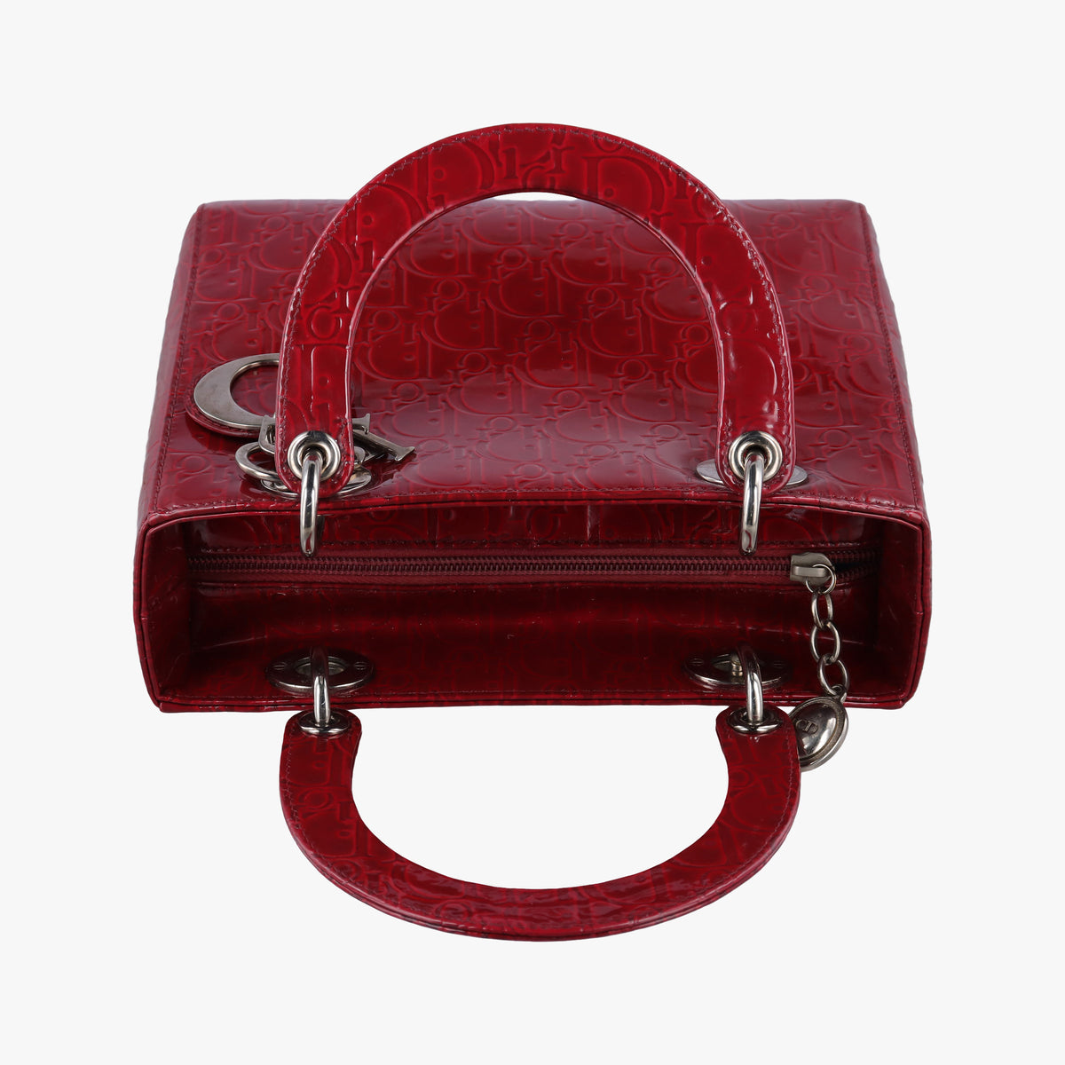 Pre-owned Christian Dior Lady Dior Red Patent  shoulderbag | stylenewstar