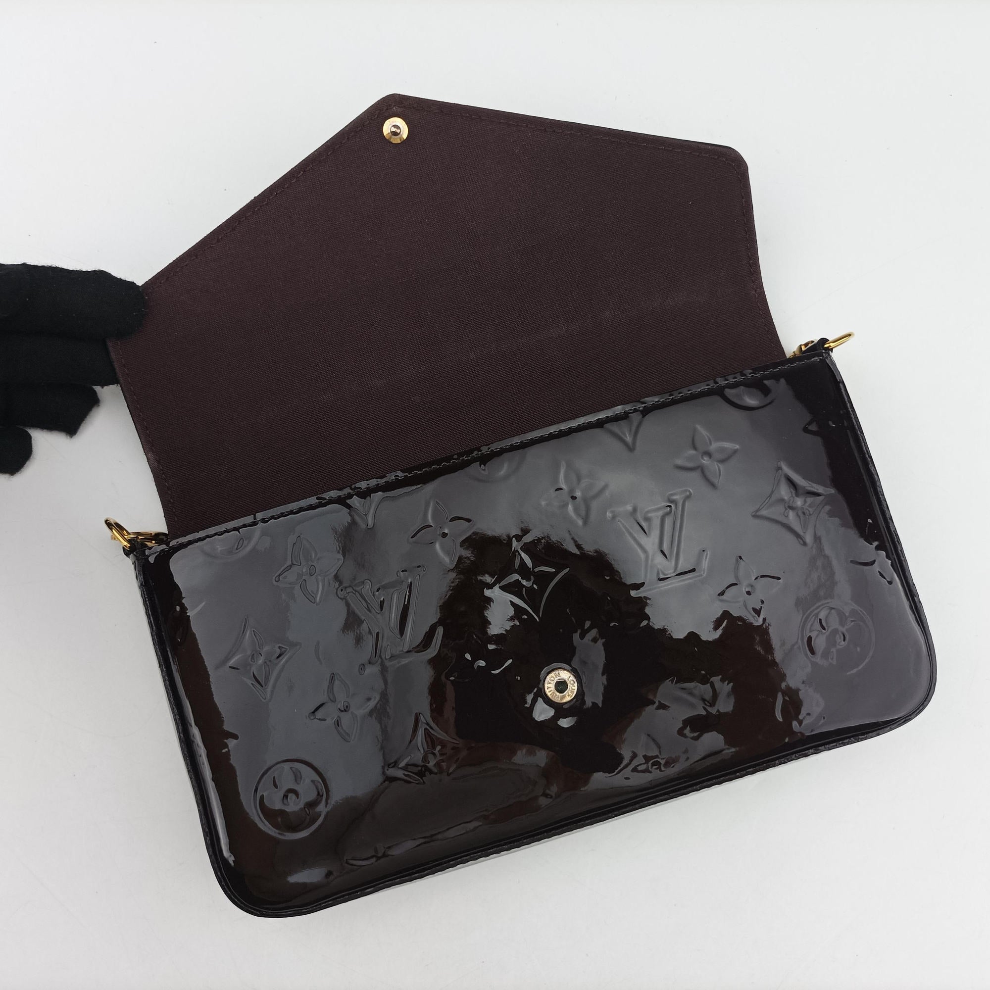 Pre-owned Louis Vuitton Pochette Félice Amarante Vernis M61267 shoulderbag | stylenewstar
