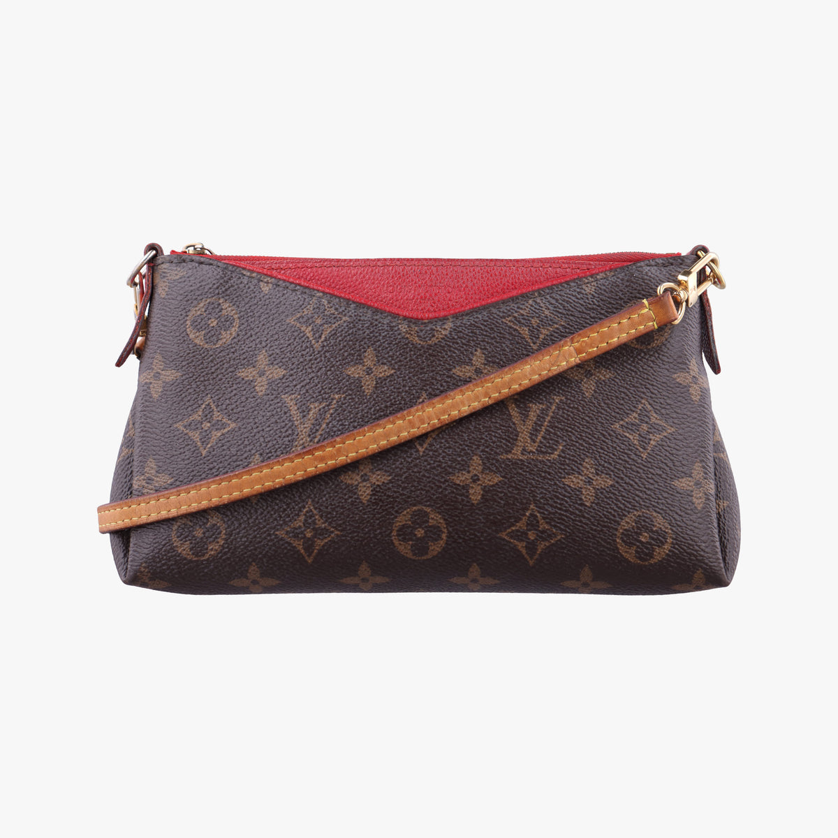 Pre-owned Louis Vuitton PALLAS Clutch brown×CERISE Monogram Canvas×calf leather M41638 shoulderbag | stylenewstar