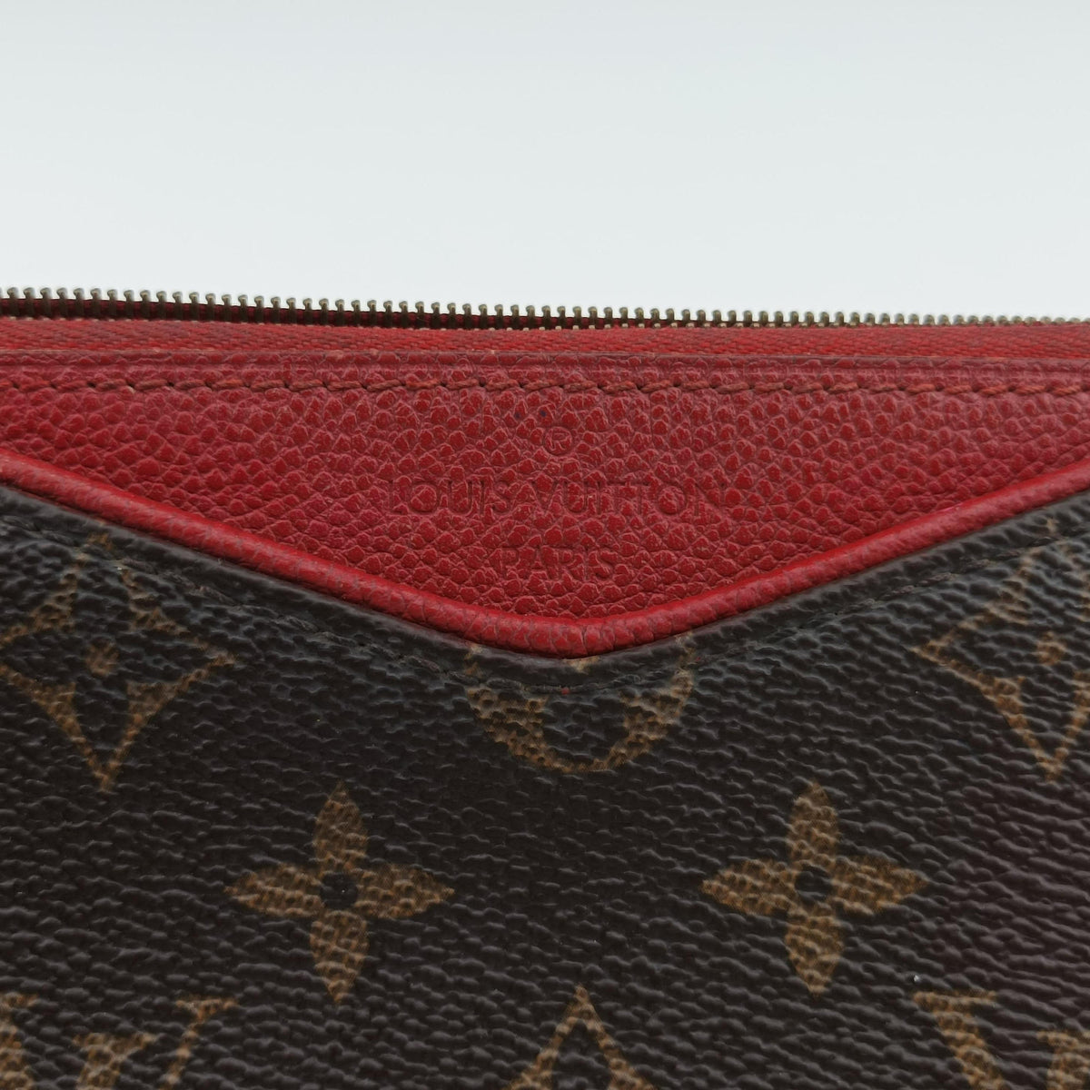 Pre-owned Louis Vuitton PALLAS Clutch brown×CERISE Monogram Canvas×calf leather M41638 shoulderbag | stylenewstar