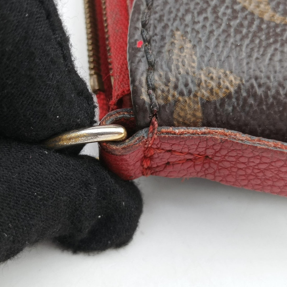 Pre-owned Louis Vuitton PALLAS Clutch brown×CERISE Monogram Canvas×calf leather M41638 shoulderbag | stylenewstar