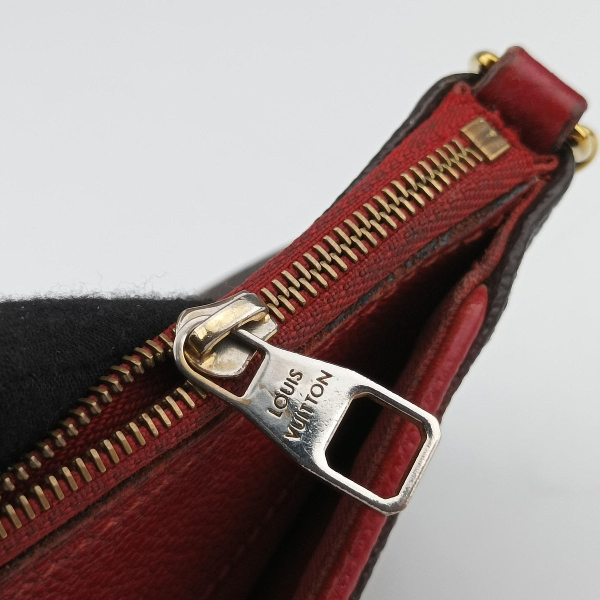 Pre-owned Louis Vuitton PALLAS Clutch brown×CERISE Monogram Canvas×calf leather M41638 shoulderbag | stylenewstar