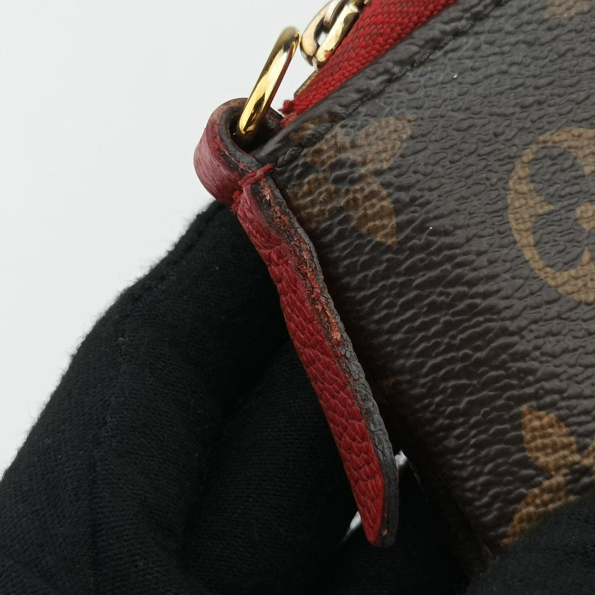 Pre-owned Louis Vuitton PALLAS Clutch brown×CERISE Monogram Canvas×calf leather M41638 shoulderbag | stylenewstar