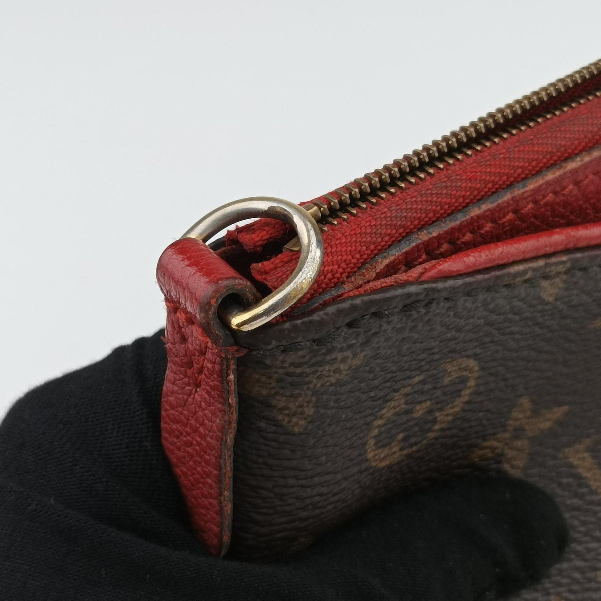 Pre-owned Louis Vuitton PALLAS Clutch brown×CERISE Monogram Canvas×calf leather M41638 shoulderbag | stylenewstar