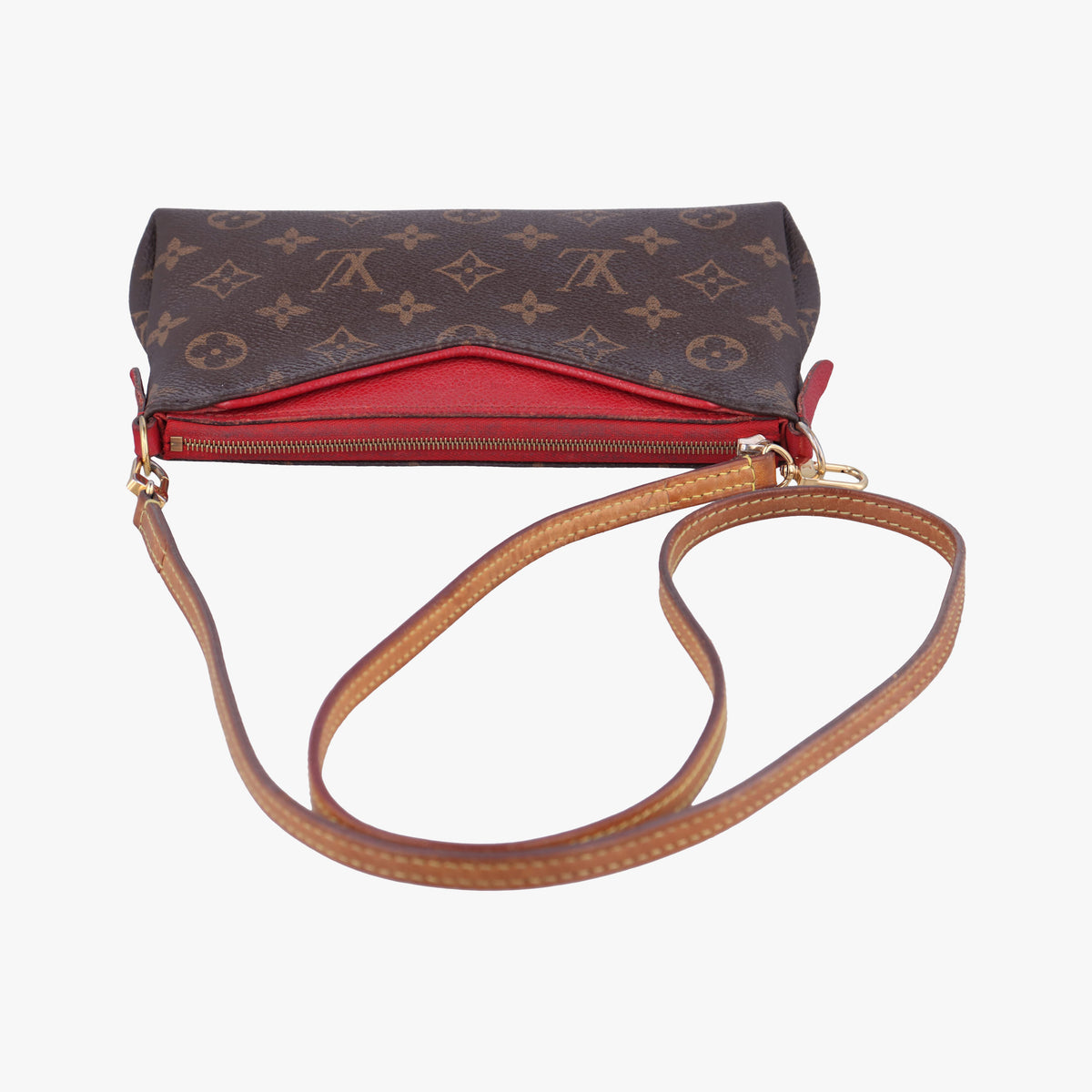 Pre-owned Louis Vuitton PALLAS Clutch brown×CERISE Monogram Canvas×calf leather M41638 shoulderbag | stylenewstar
