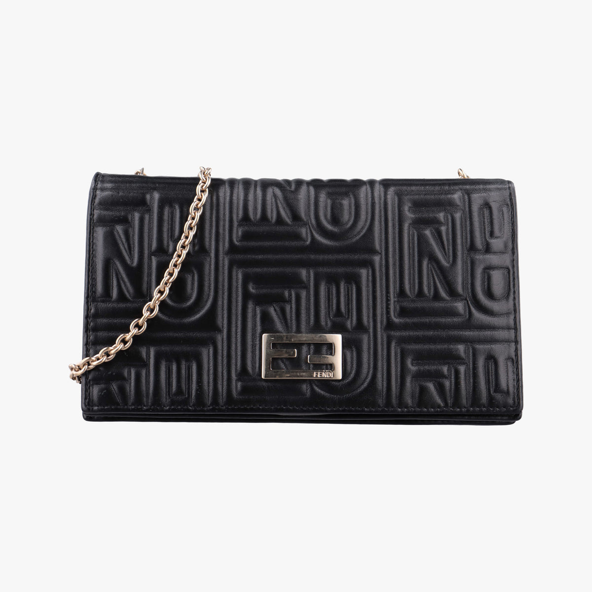 Secondhand Fendi Embossed Logo Black lambskin 8M0219 shoulderbag | stylenewstar
