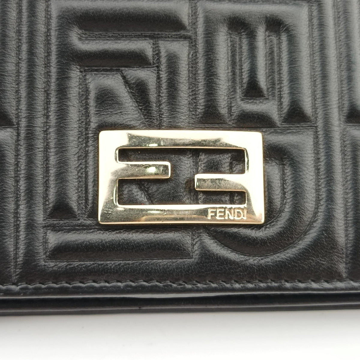 Secondhand Fendi Embossed Logo Black lambskin 8M0219 shoulderbag | stylenewstar