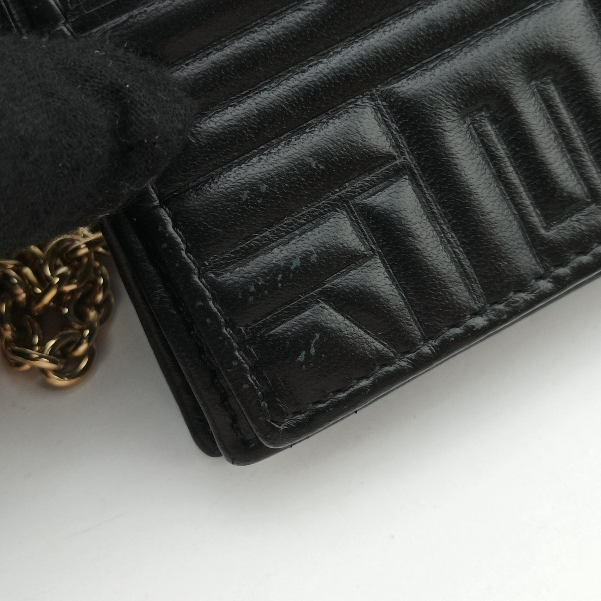 Secondhand Fendi Embossed Logo Black lambskin 8M0219 shoulderbag | stylenewstar