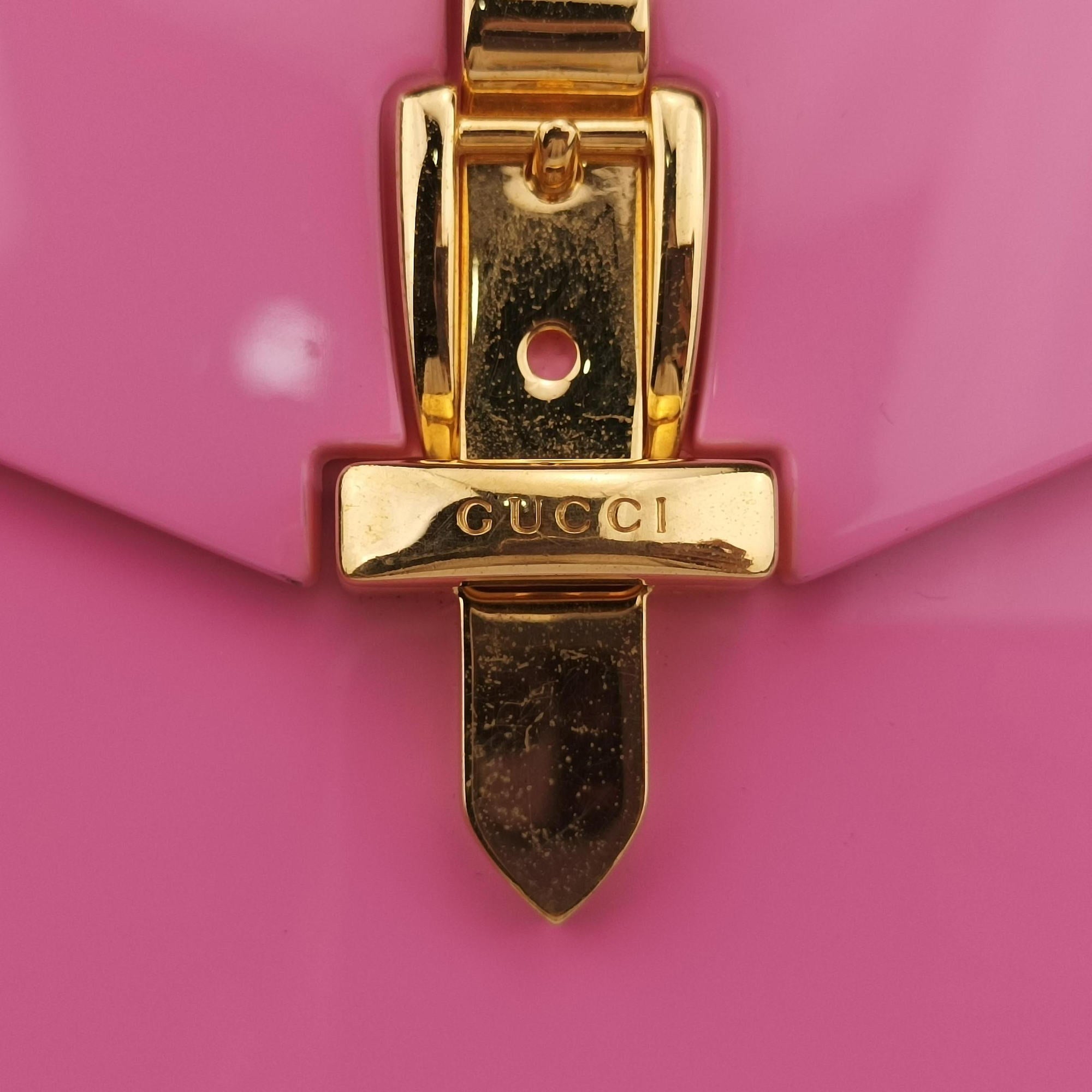 Pre-owned Gucci Sylvie 1969 Acrylic Mini Hand Pink Acrylic 589482 shoulderbag | stylenewstar