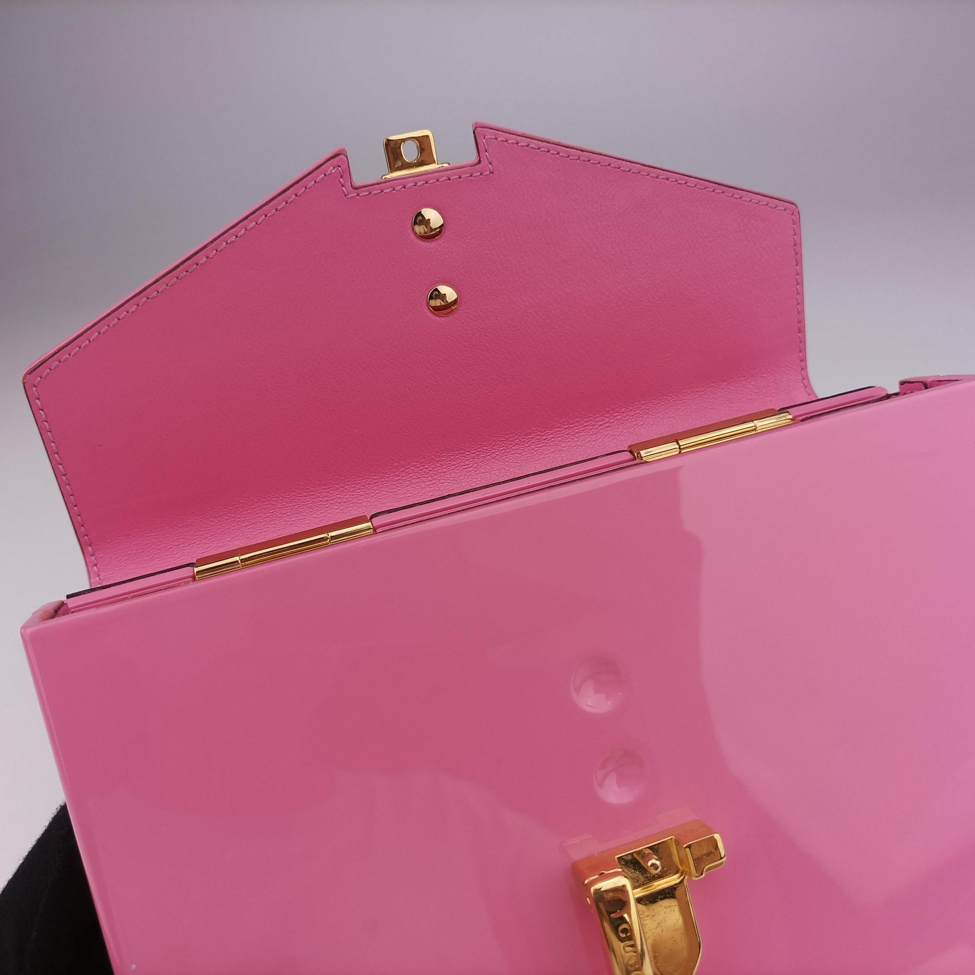 Pre-owned Gucci Sylvie 1969 Acrylic Mini Hand Pink Acrylic 589482 shoulderbag | stylenewstar