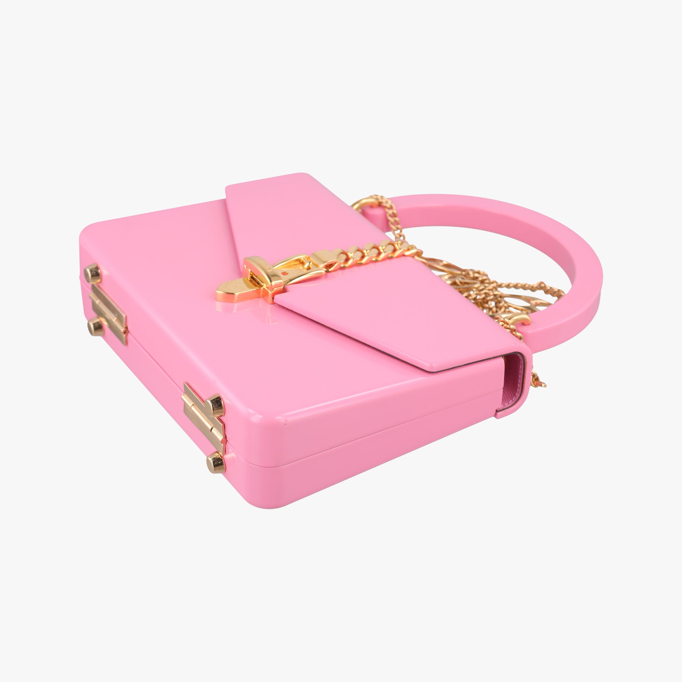 Pre-owned Gucci Sylvie 1969 Acrylic Mini Hand Pink Acrylic 589482 shoulderbag | stylenewstar