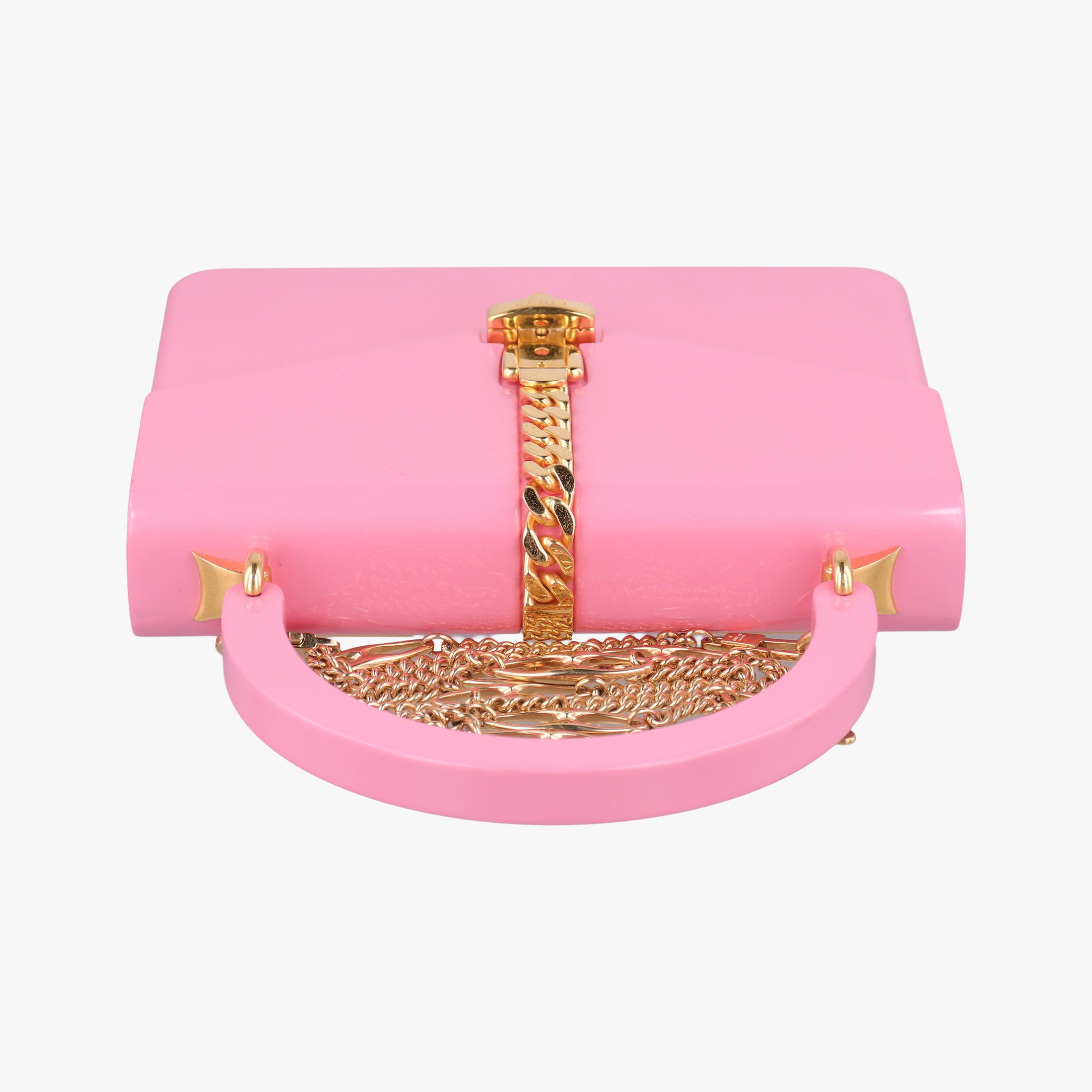 Pre-owned Gucci Sylvie 1969 Acrylic Mini Hand Pink Acrylic 589482 shoulderbag | stylenewstar