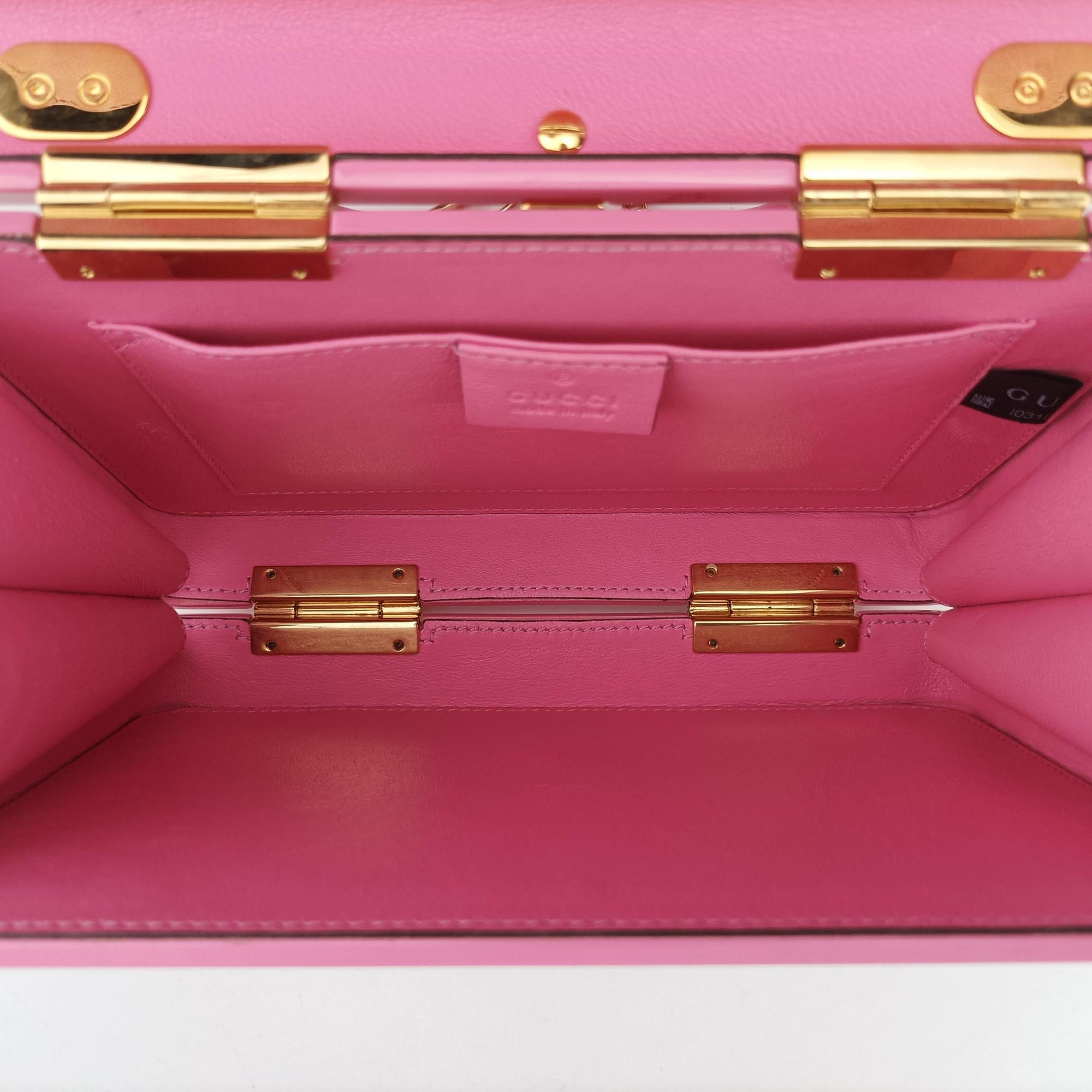 Pre-owned Gucci Sylvie 1969 Acrylic Mini Hand Pink Acrylic 589482 shoulderbag | stylenewstar