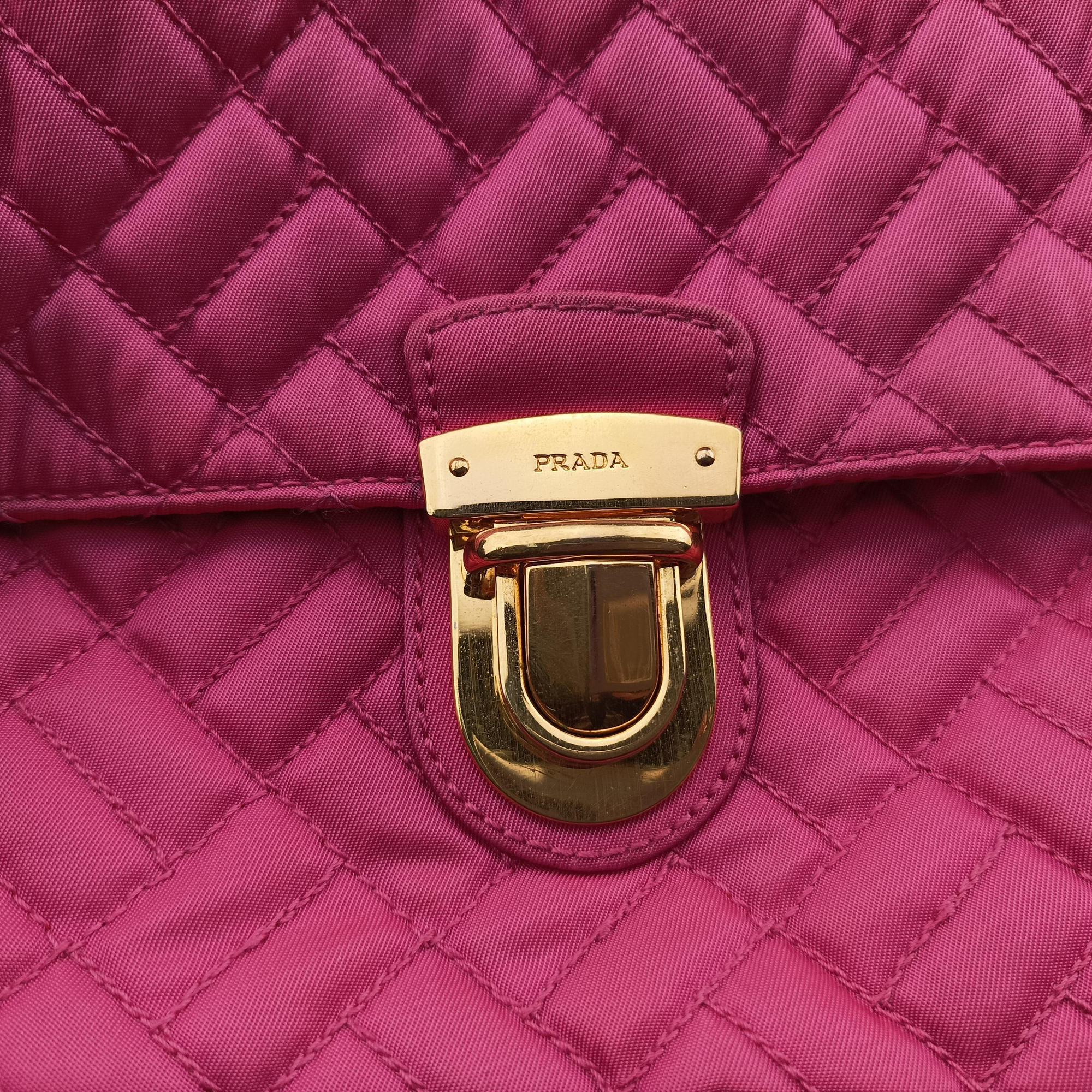 Pre-owned Prada Chain Quilting Flap Rose nylon  shoulderbag | stylenewstar
