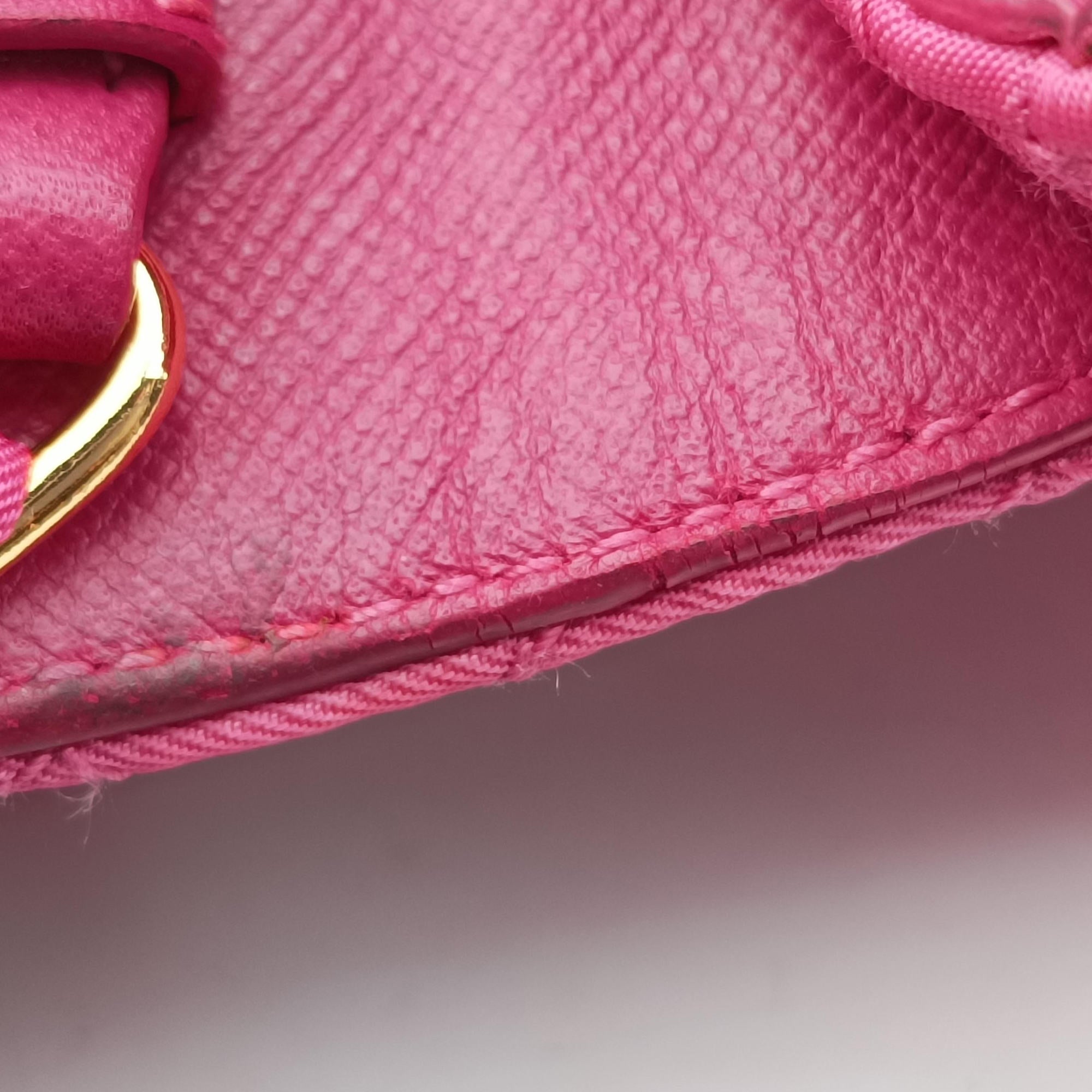 Pre-owned Prada Chain Quilting Flap Rose nylon  shoulderbag | stylenewstar