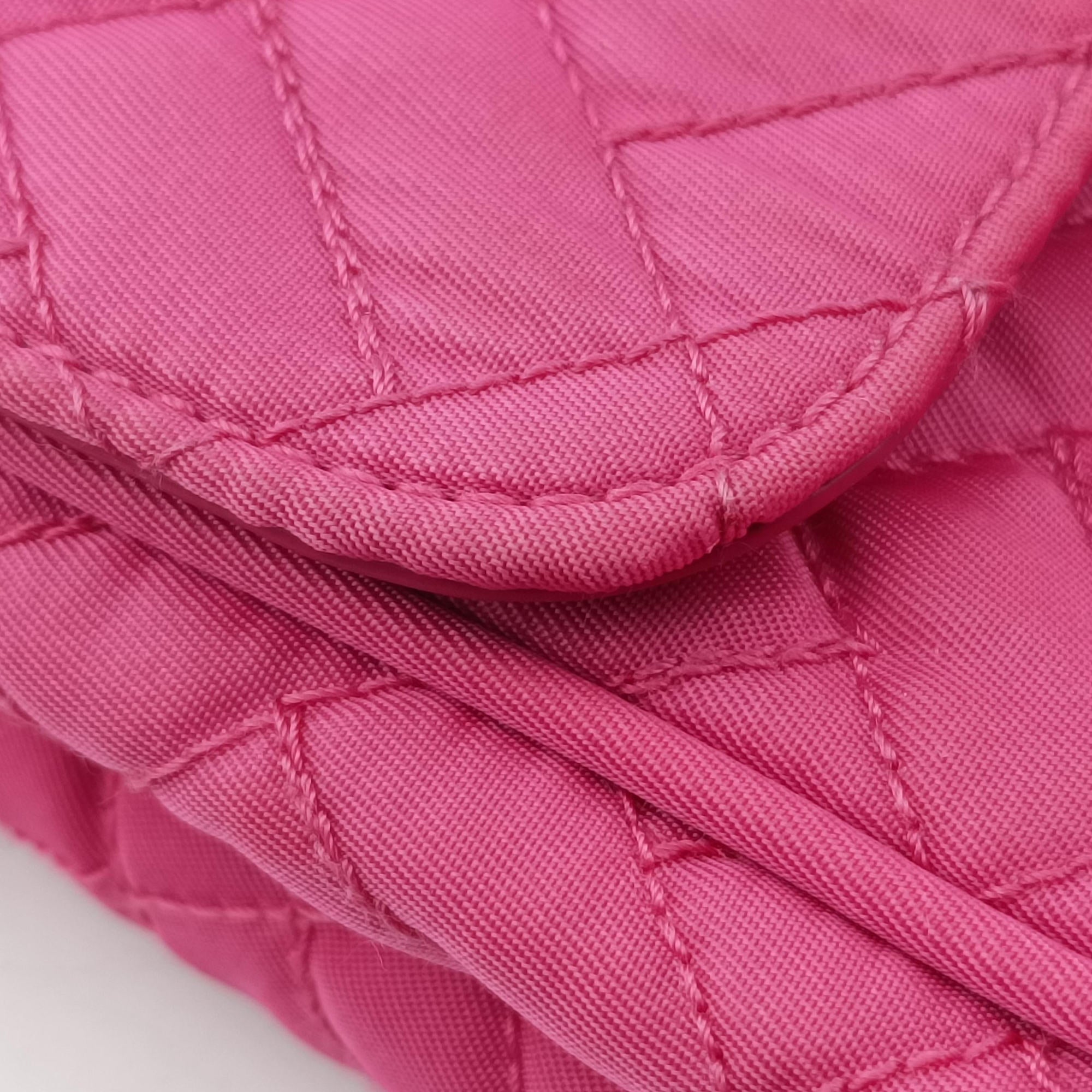 Pre-owned Prada Chain Quilting Flap Rose nylon  shoulderbag | stylenewstar