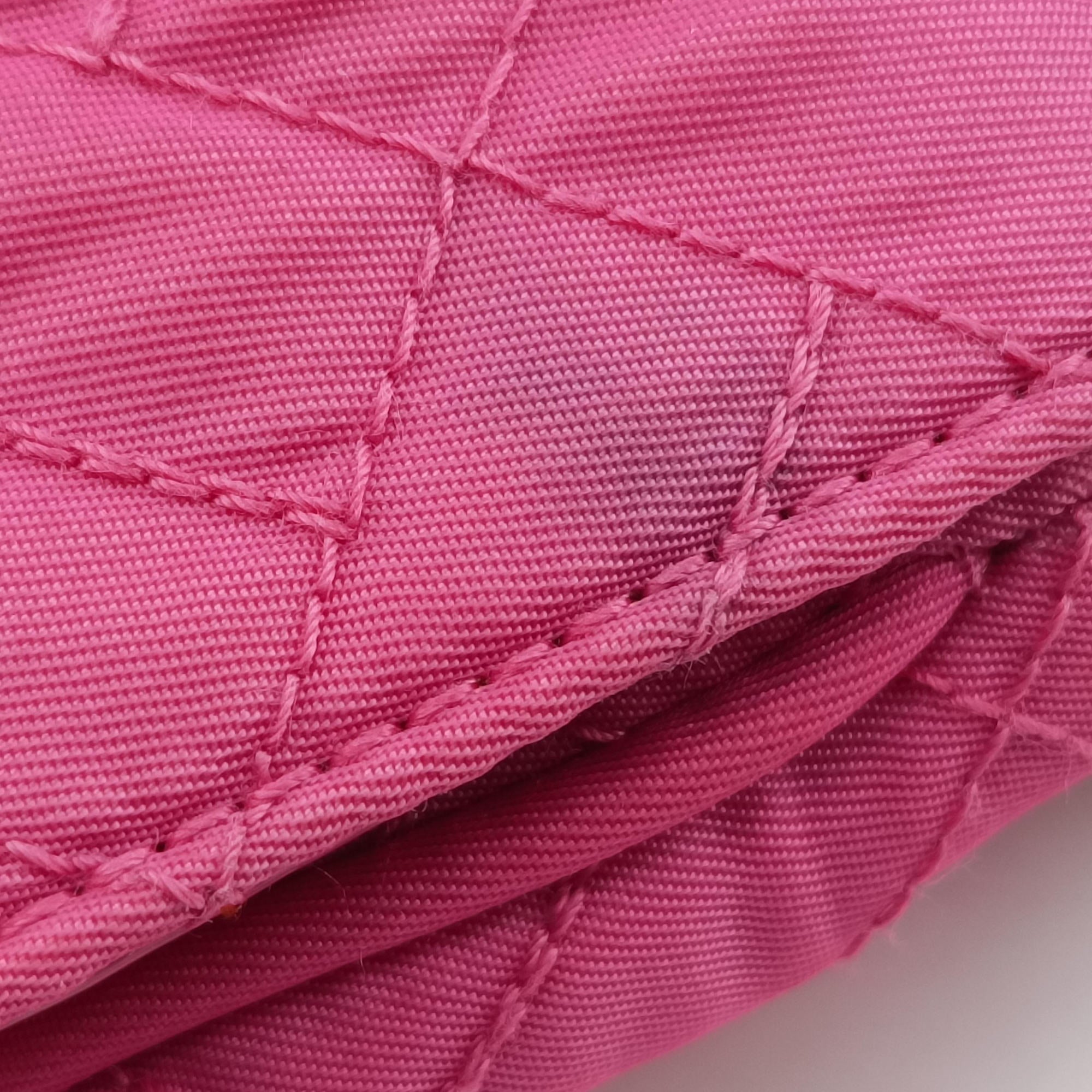 Pre-owned Prada Chain Quilting Flap Rose nylon  shoulderbag | stylenewstar