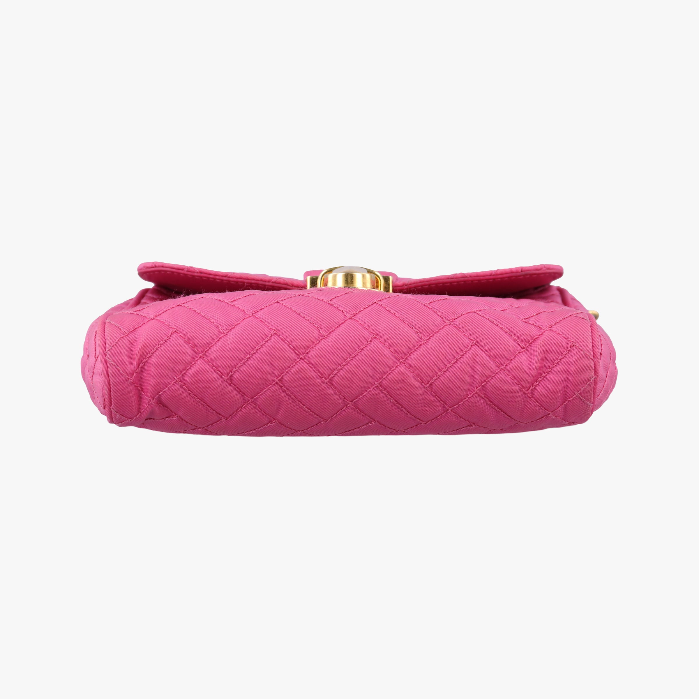 Pre-owned Prada Chain Quilting Flap Rose nylon  shoulderbag | stylenewstar