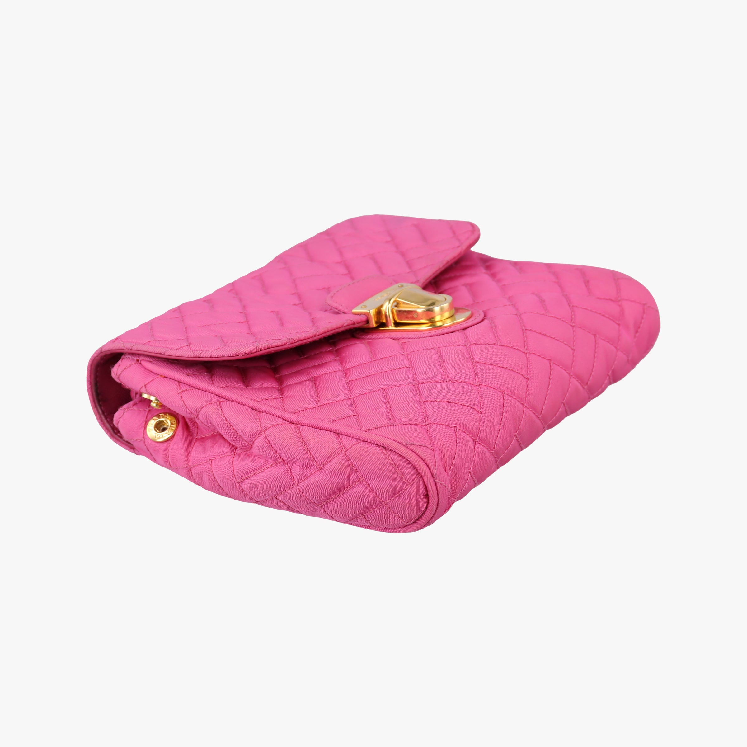 Pre-owned Prada Chain Quilting Flap Rose nylon  shoulderbag | stylenewstar