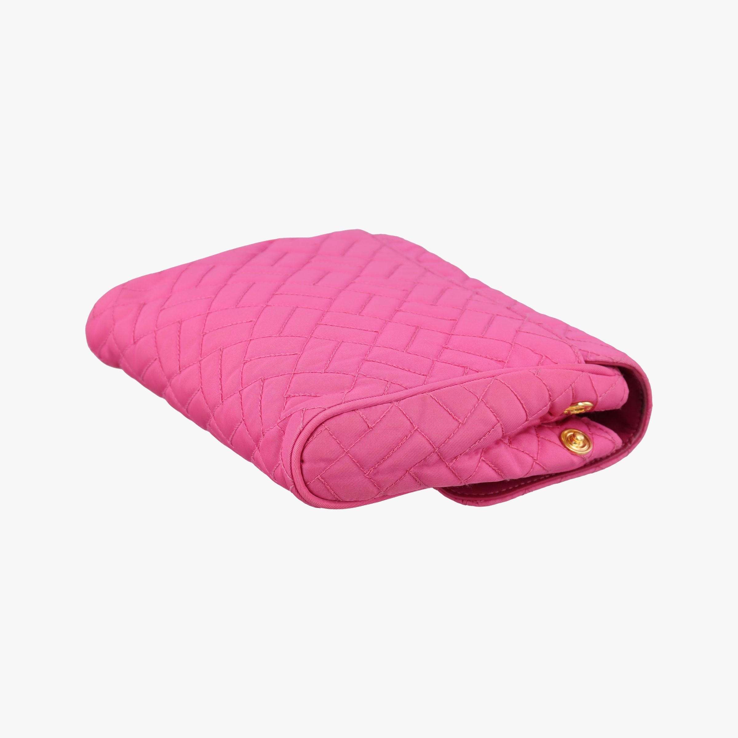 Pre-owned Prada Chain Quilting Flap Rose nylon  shoulderbag | stylenewstar