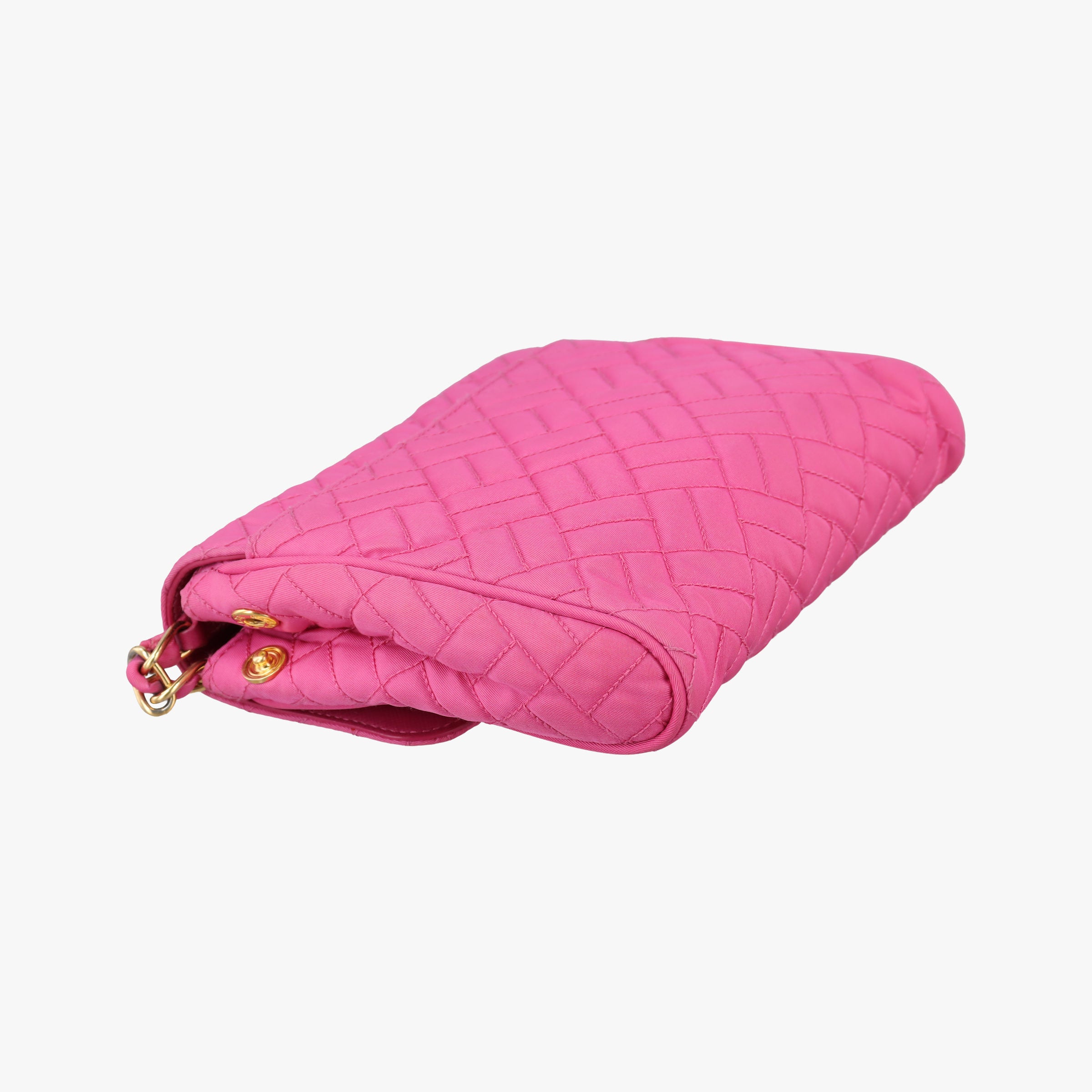 Pre-owned Prada Chain Quilting Flap Rose nylon  shoulderbag | stylenewstar