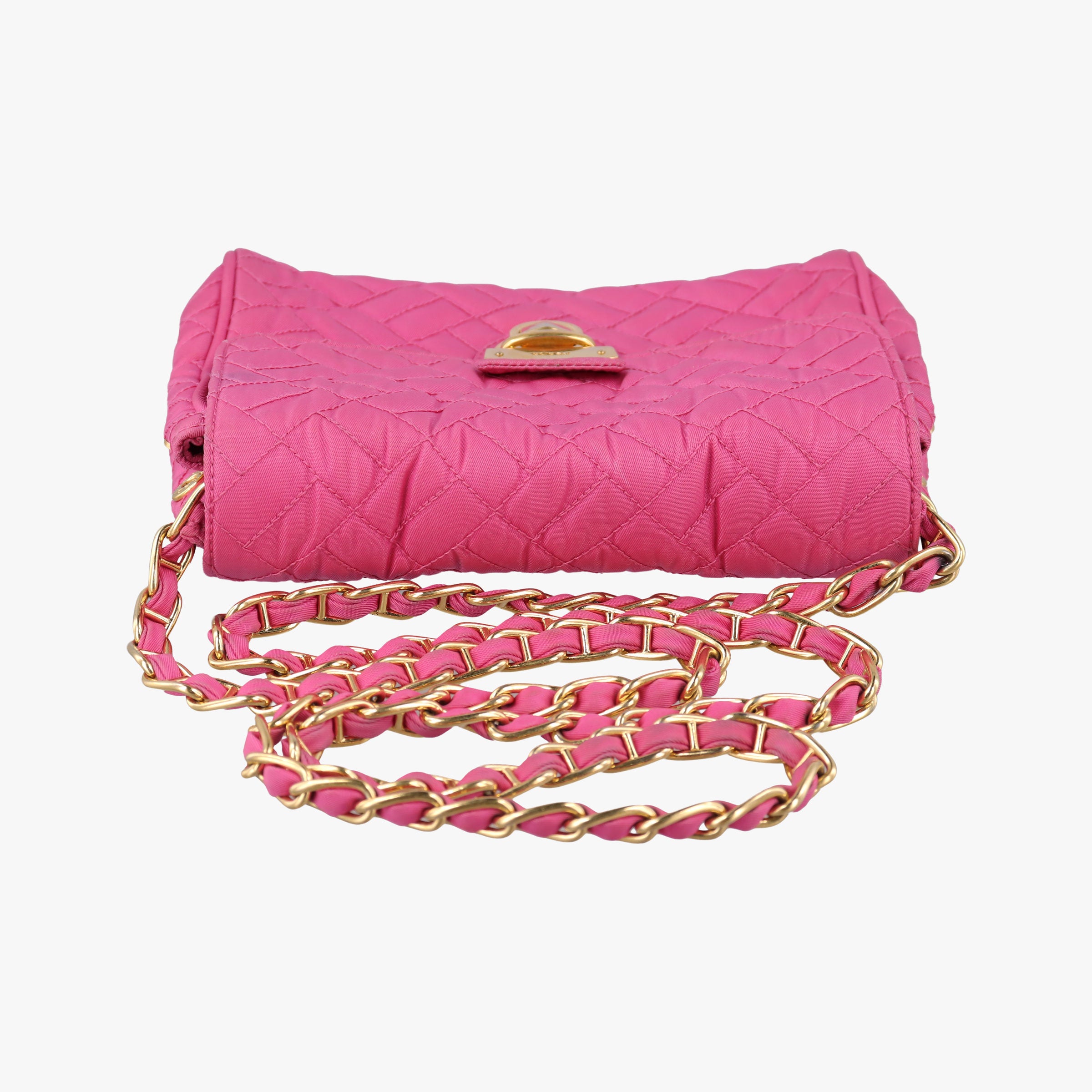 Pre-owned Prada Chain Quilting Flap Rose nylon  shoulderbag | stylenewstar